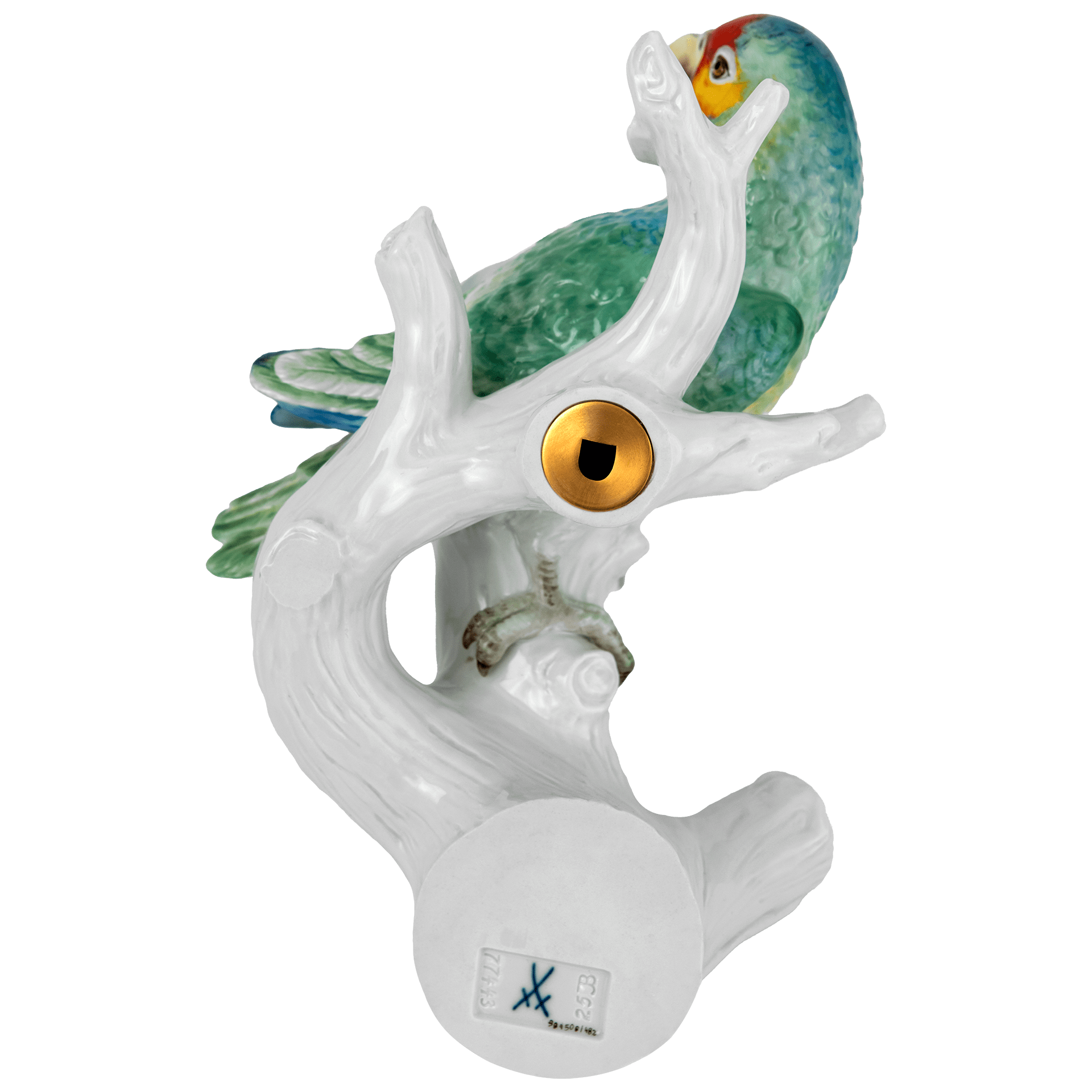 Einzelfigur Papagei links blickend, Inglasur - und Aufglasurmalerei, H 25 cm | Meissen Figuren Individuell 90a506-77m08 - Meissen Weimar
