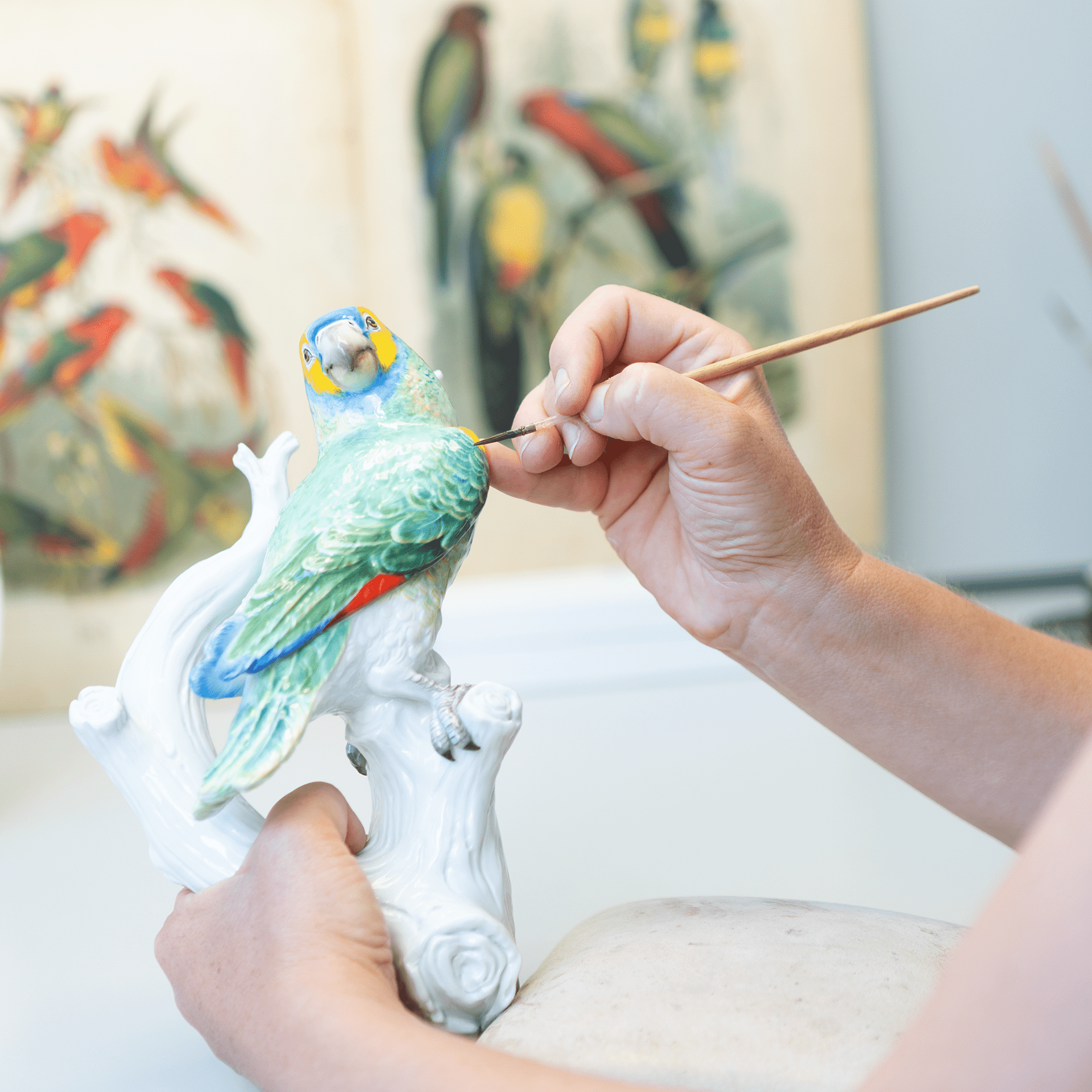 Einzelfigur Papagei rechts blickend Inglasur - und Aufglasurmalerei H 25 cm | Meissen Figuren Individuell 90a506-77m09 - Meissen Weimar