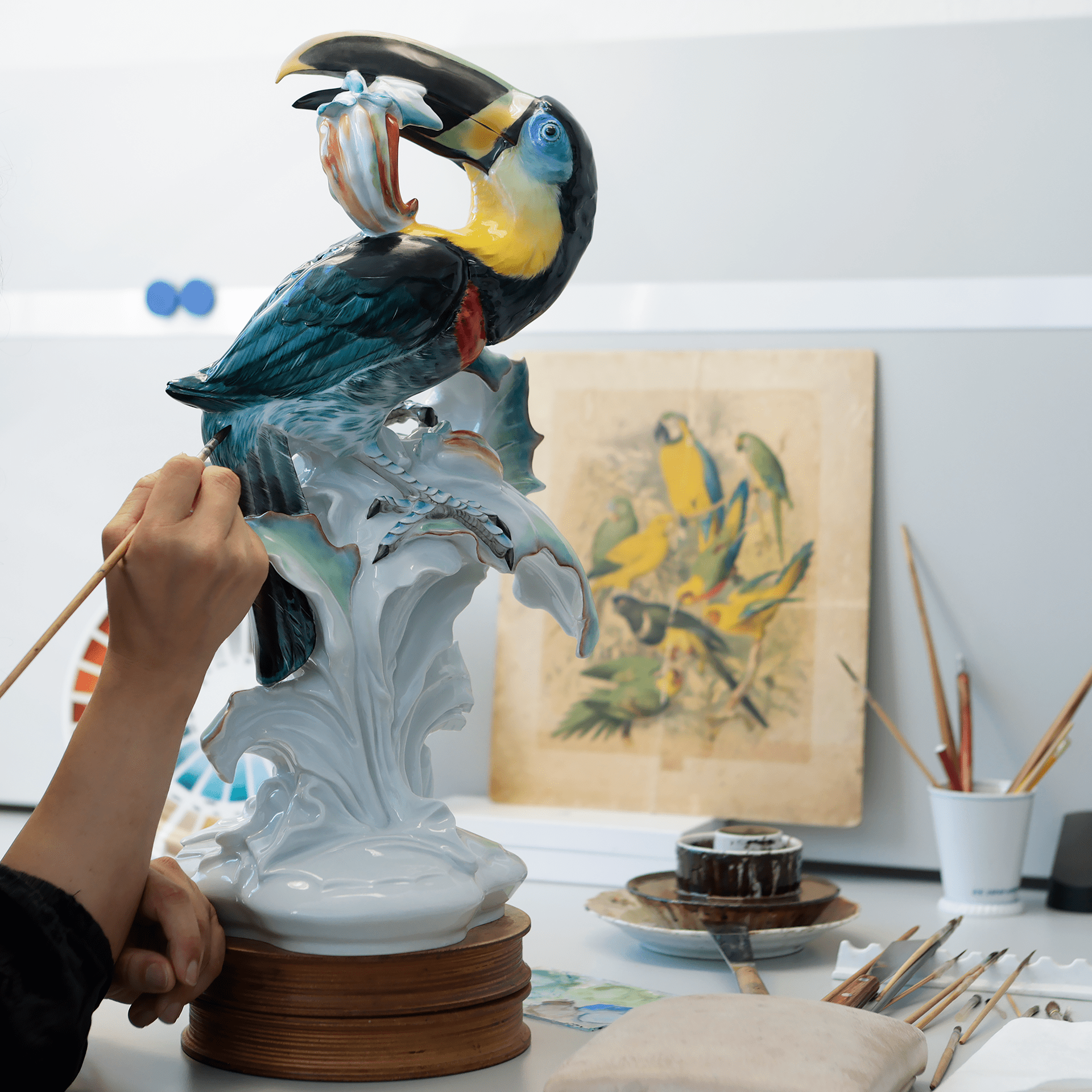 Einzelfigur Pfefferfresser farbig staffiert, H 47 cm | Meissen Figuren Individuell 90a506-76024 - Meissen Weimar