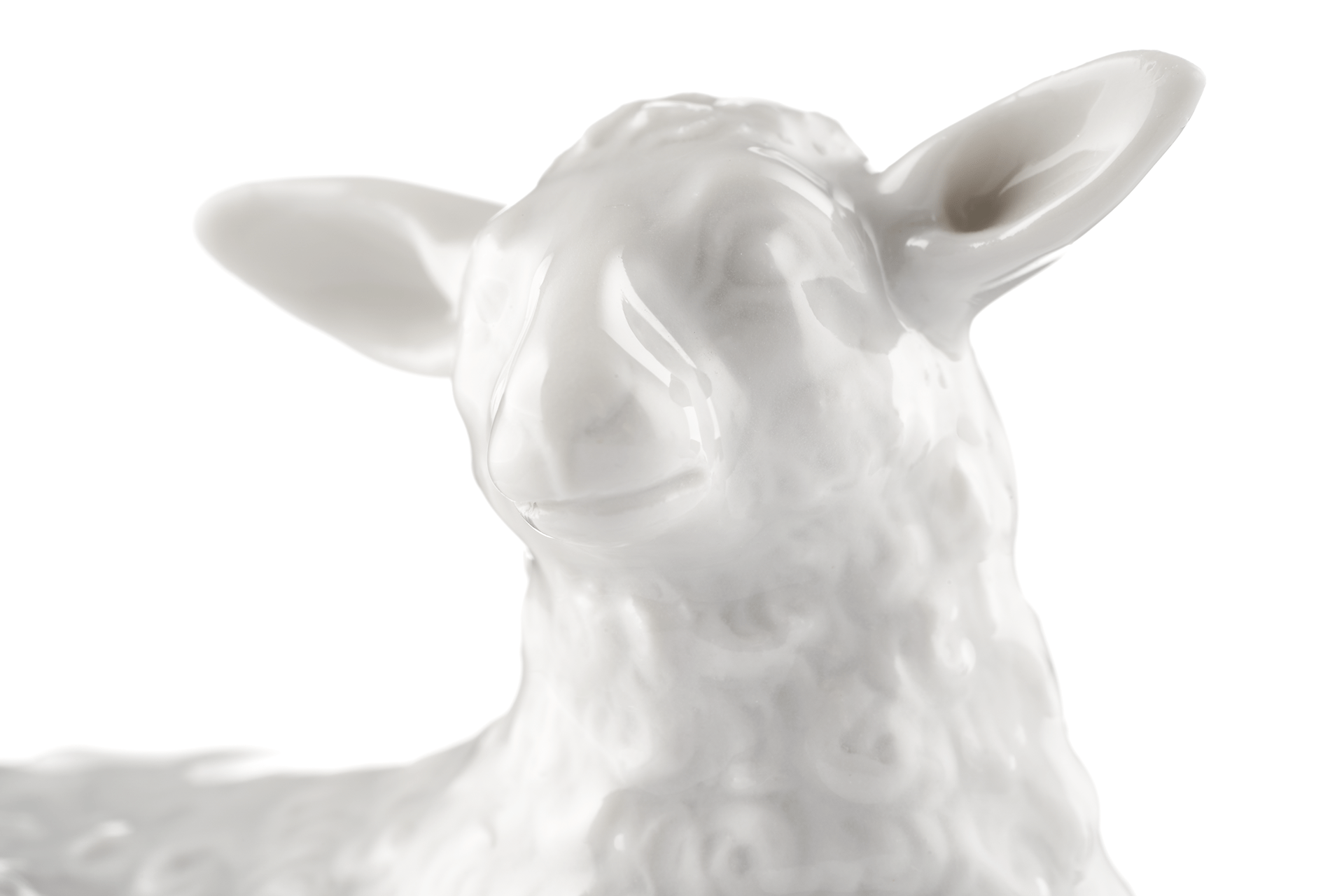 Einzelfigur Schaf liegend, Weiß, H 3,5 cm | Meissen Kollektion Markenzeichen 000001 - 78926 - Meissen Weimar
