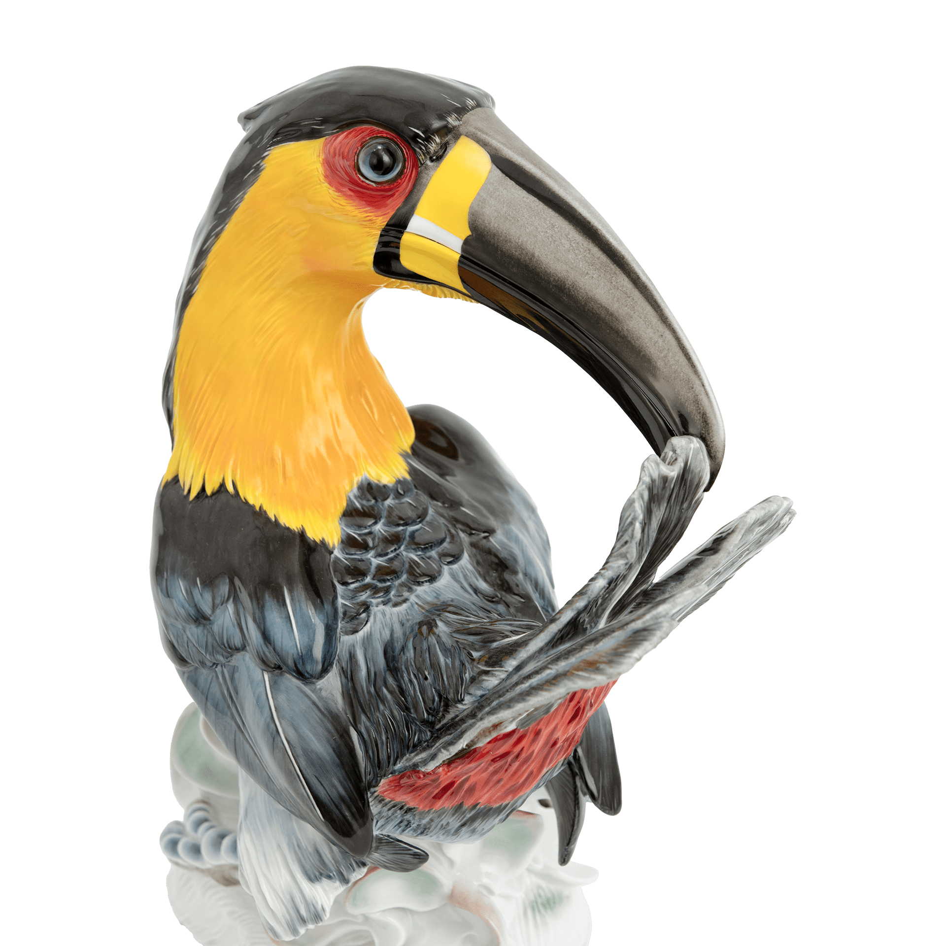 Einzelfigur Tukan schwarz - gelb, H 32 cm | Meissen Figuren Individuell 90a506-77417 - Meissen Weimar