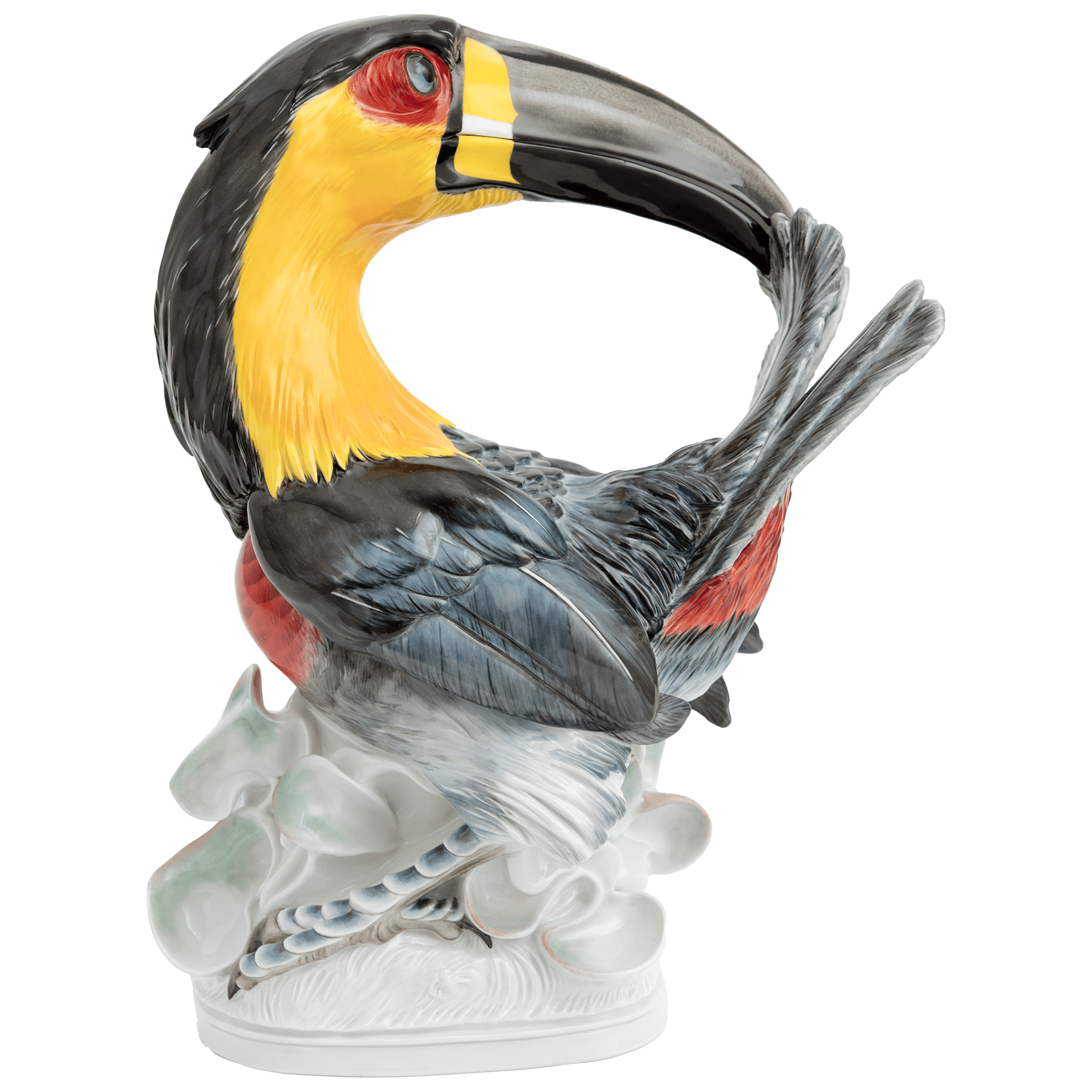 Einzelfigur Tukan schwarz - gelb, H 32 cm | Meissen Figuren Individuell 90a506-77417 - Meissen Weimar