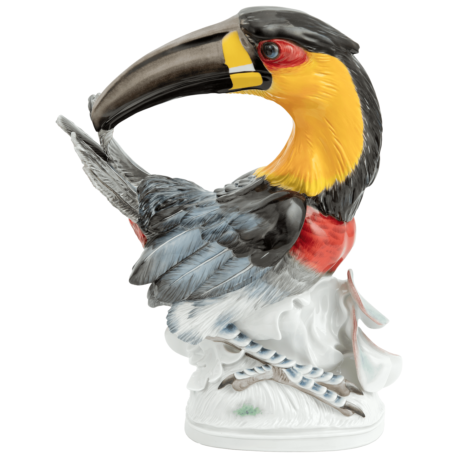 Einzelfigur Tukan schwarz - gelb, H 32 cm | Meissen Figuren Individuell 90a506-77417 - Meissen Weimar