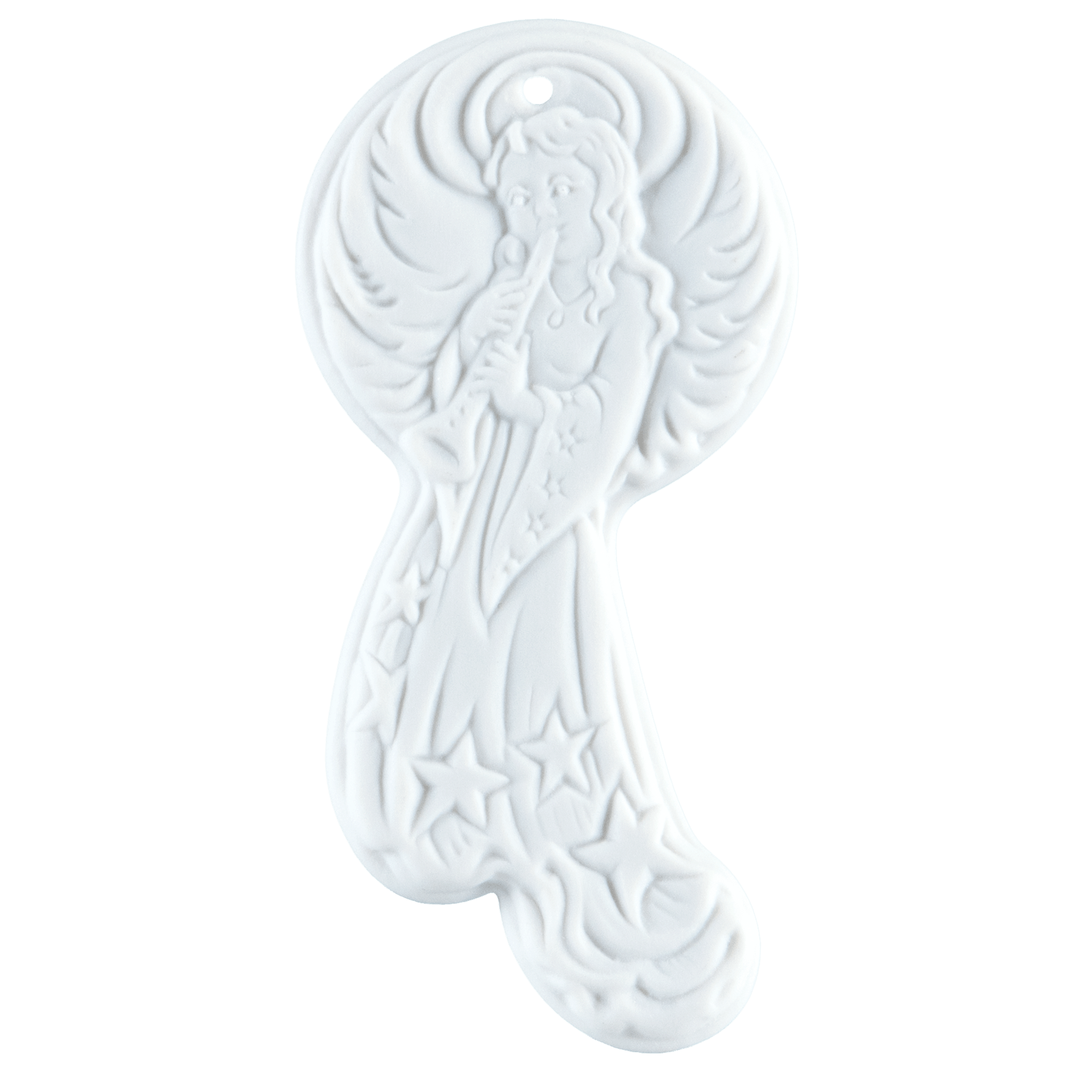 Engel mit Flöte, Weiß, bisquit, H 6,5 cm | Meissen Zweigschmuck Weihnachtskollektion 000003 - 98F00 - Meissen Weimar