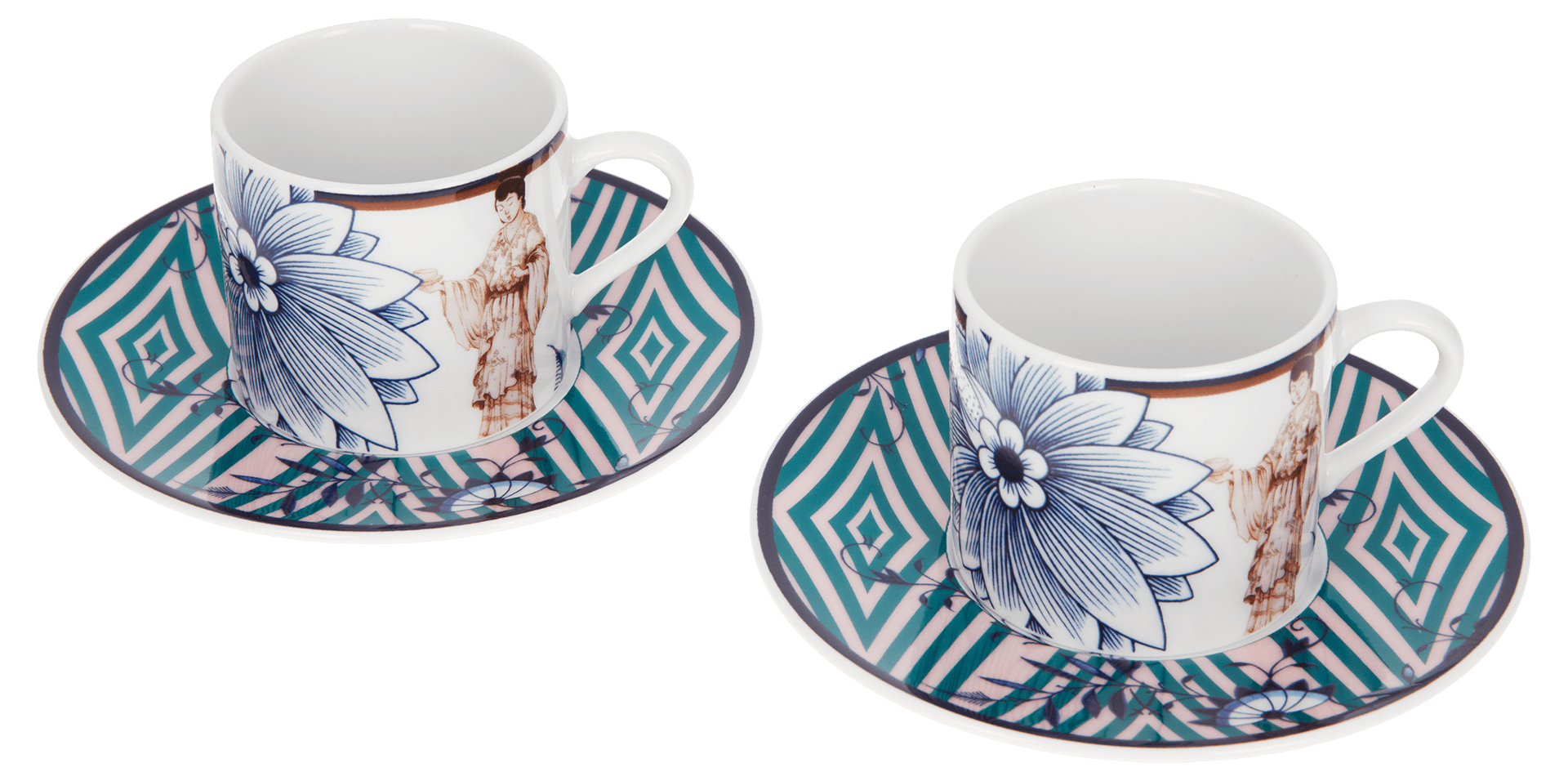 Espresso - Set für zwei, 4 - tlg, "Noble Chinese" Chinesen nach J.G. Höroldt | Meissen No.41 Collage 79A556 - C3603 - Meissen Weimar