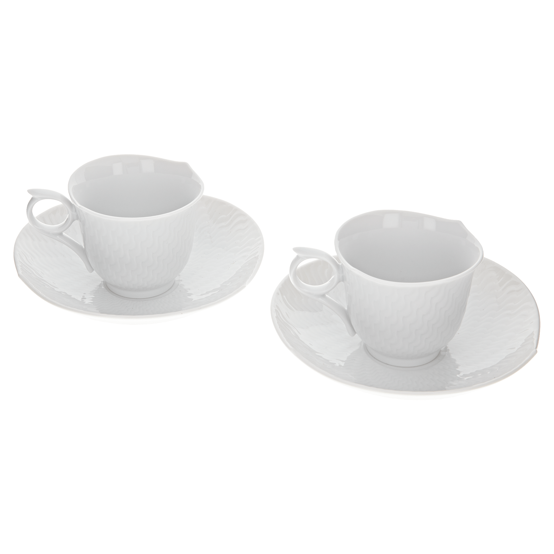 Espresso - Set für Zwei, 4 - tlg, weiß, | Meissen Wellenspiel Relief 000001 - C2913 - Meissen Weimar