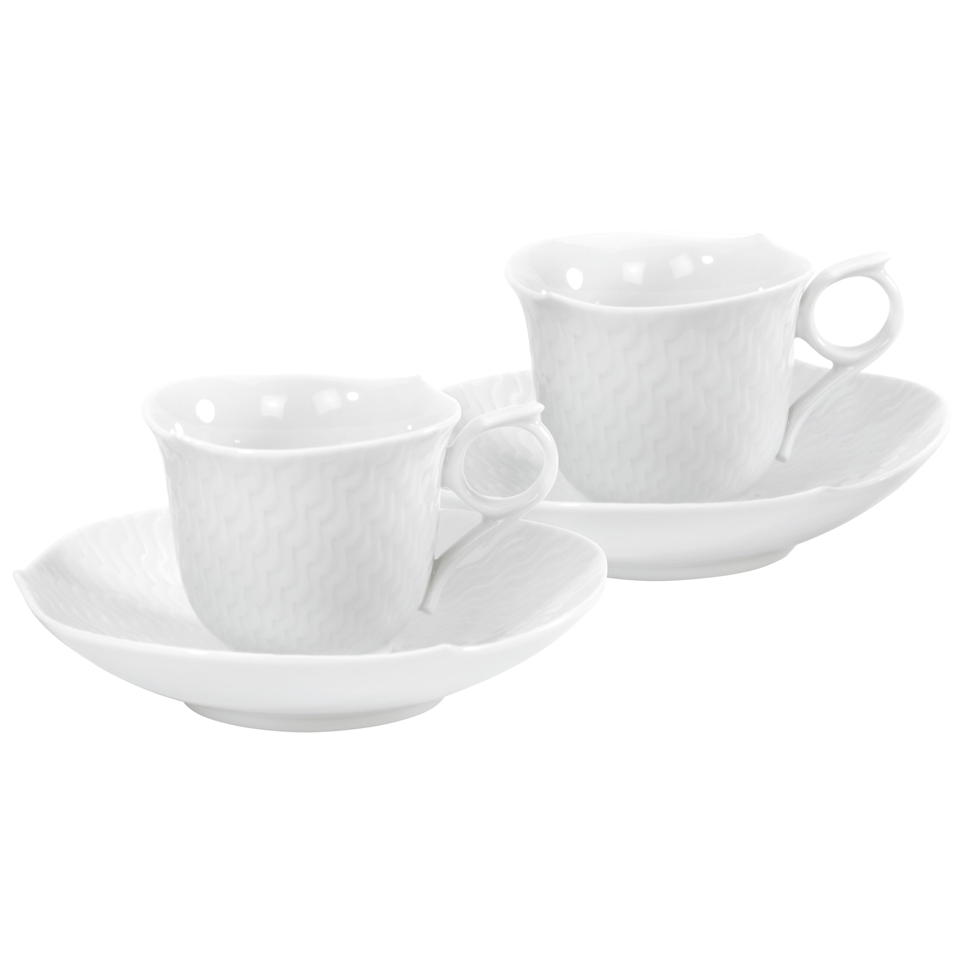 Espresso - Set für Zwei, 4 - tlg, weiß, | Meissen Wellenspiel Relief 000001 - C2913 - Meissen Weimar