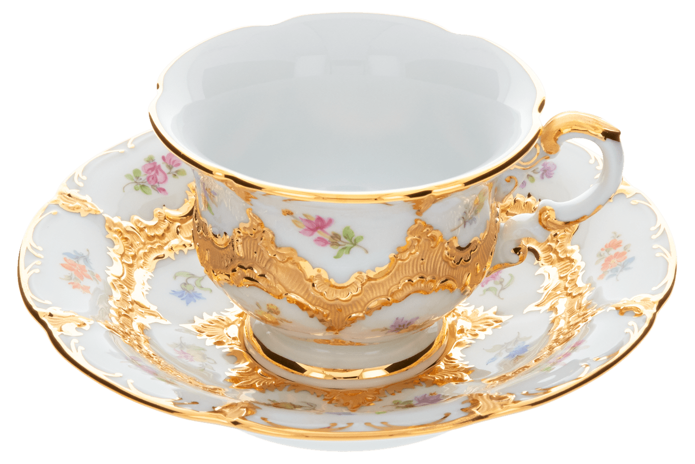 Espressotasse mit Untertasse Gestreute Blümchen Goldbronze Ø 12 cm | Meissen B - Form 010179 - 15580 - Meissen Weimar