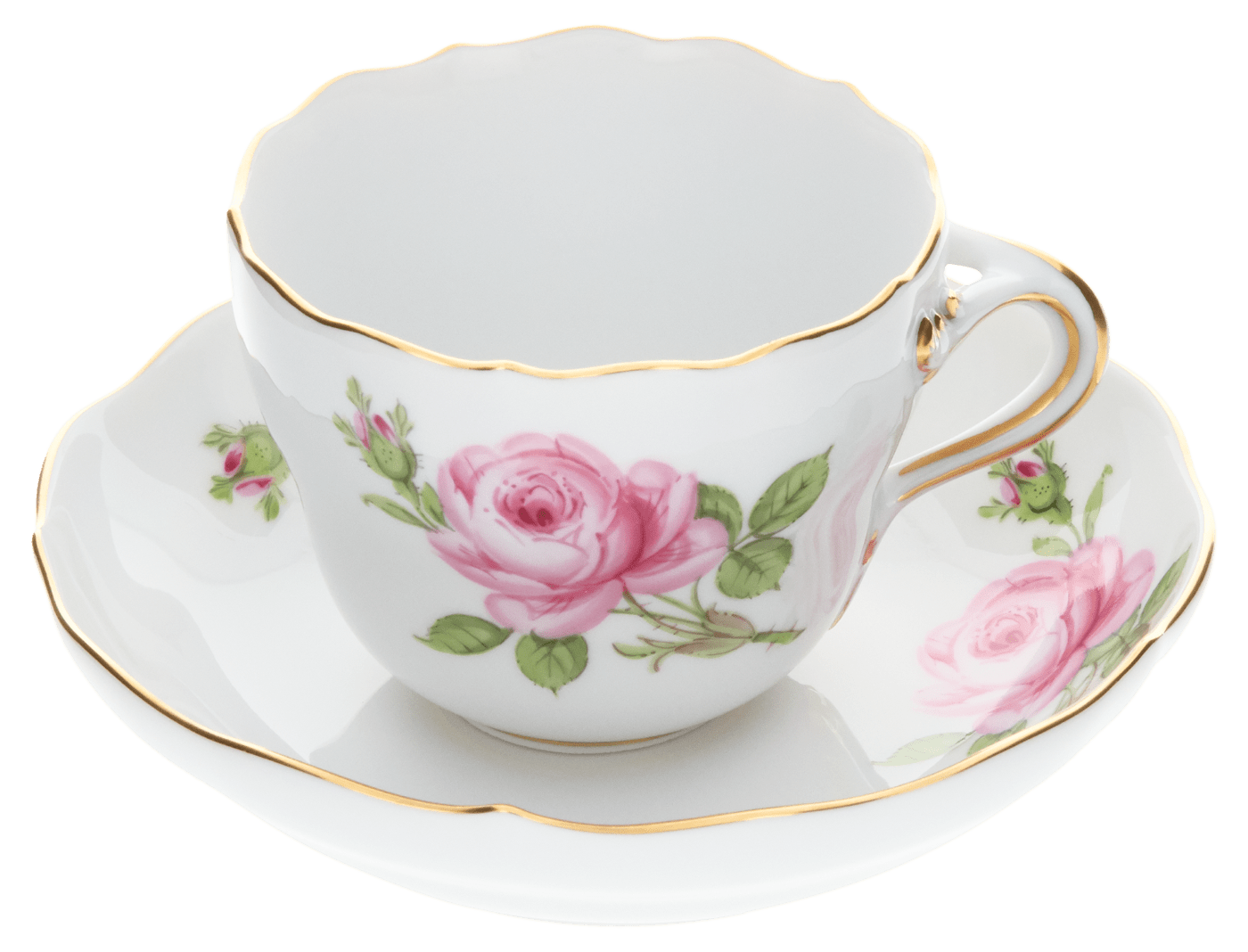 Espressotasse, Rose mitte, bunt, Goldrand, V 0,1 l | Meissen Neuer Ausschnitt 020110 - 00580 - Meissen Weimar