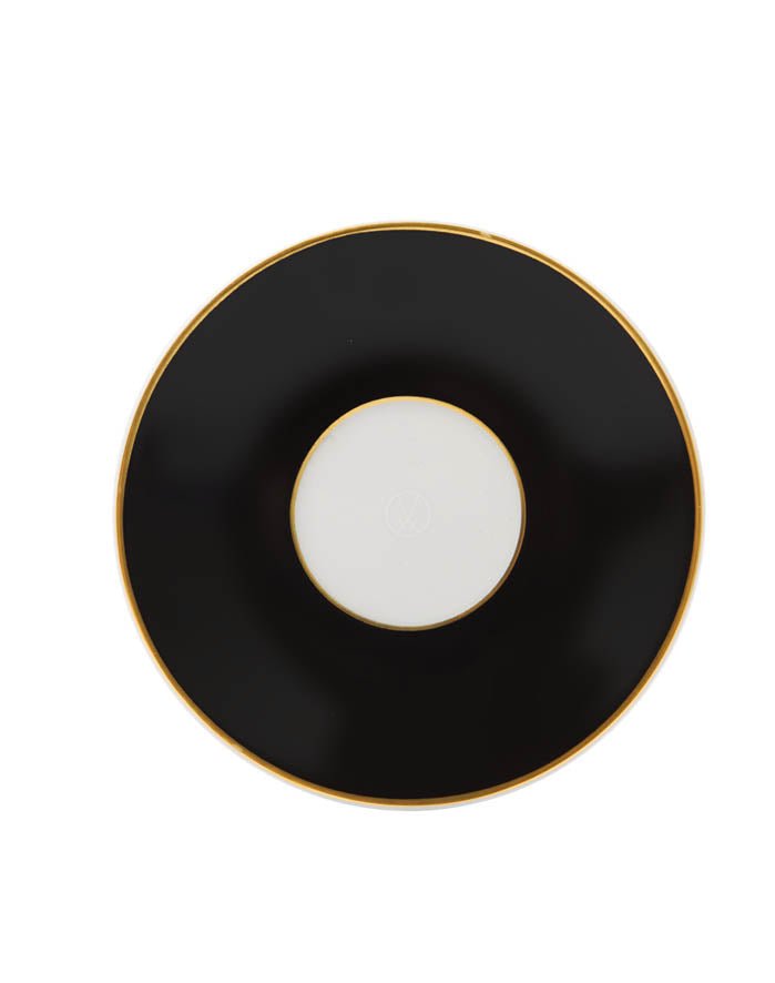 Espressountertasse, Royal Palace,schwarz mit goldener Kontur, "Uni", weißer Rand, Ø 12,5 cm | Meissen Cosmopolitan 79A474 - 37559 - Meissen Weimar