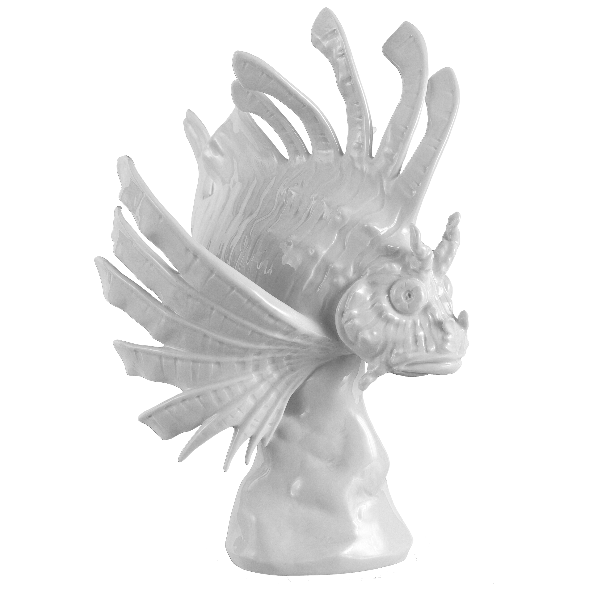 Feuerfisch, Weiß, H 28 cm | Meissen Einzelplastik 000001 - 78816 - Meissen Weimar