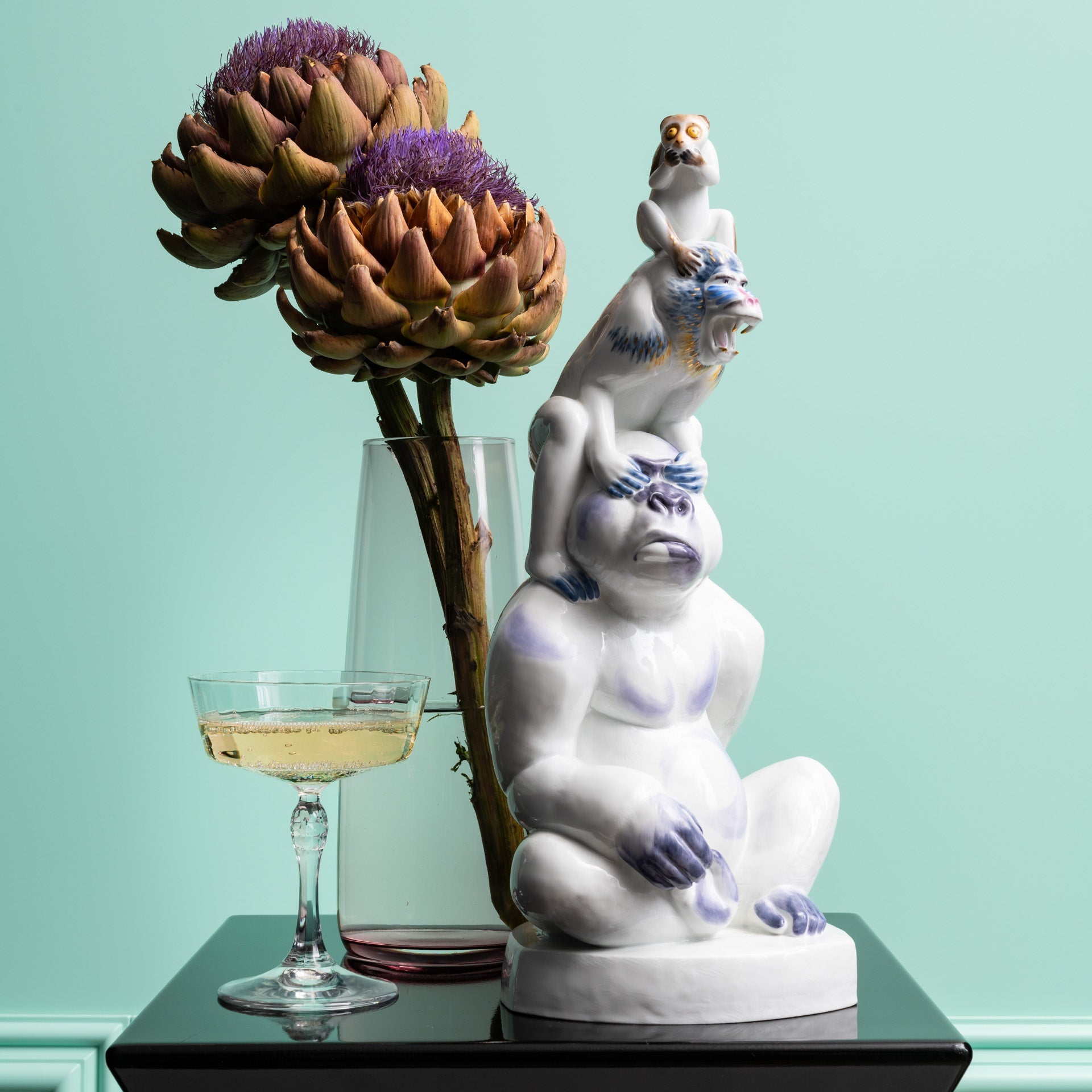 Figur 3 Affen, Limitiert, H 41 cm | Meissen Limitierte Meisterwerke 900384 - 78327 - Meissen Weimar
