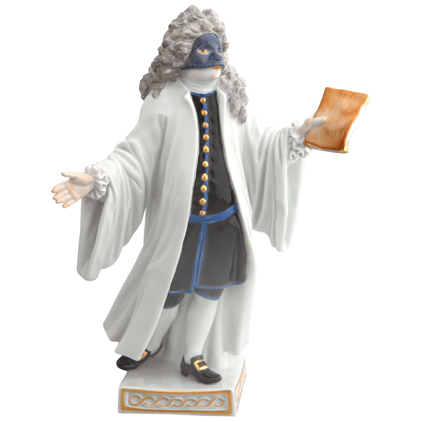 Figur Advokato, bunt und gold staffiert, H 18 cm | Meissen Figuren - Edition Italienische Komödie 900300 - 64565 - Meissen Weimar