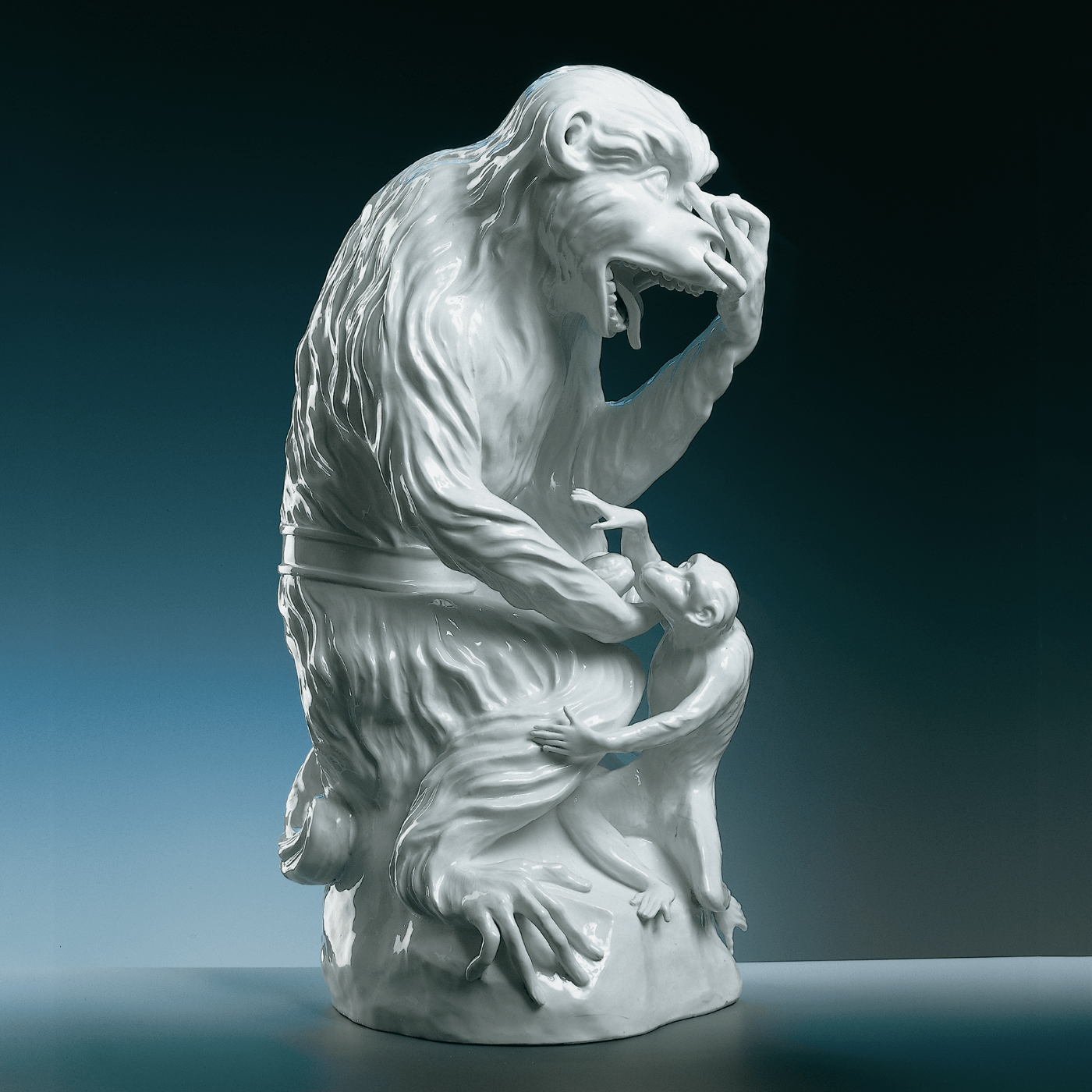 Figur Affe mit Jungtier Weiß H 59 cm | Meissen Exklusiv - Kollektion 000080 - 76m15 - Meissen Weimar