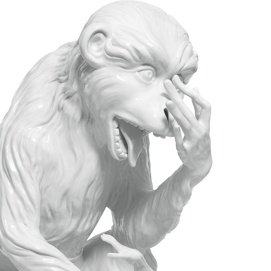 Figur Affe mit Jungtier Weiß H 59 cm | Meissen Exklusiv - Kollektion 000080 - 76m15 - Meissen Weimar
