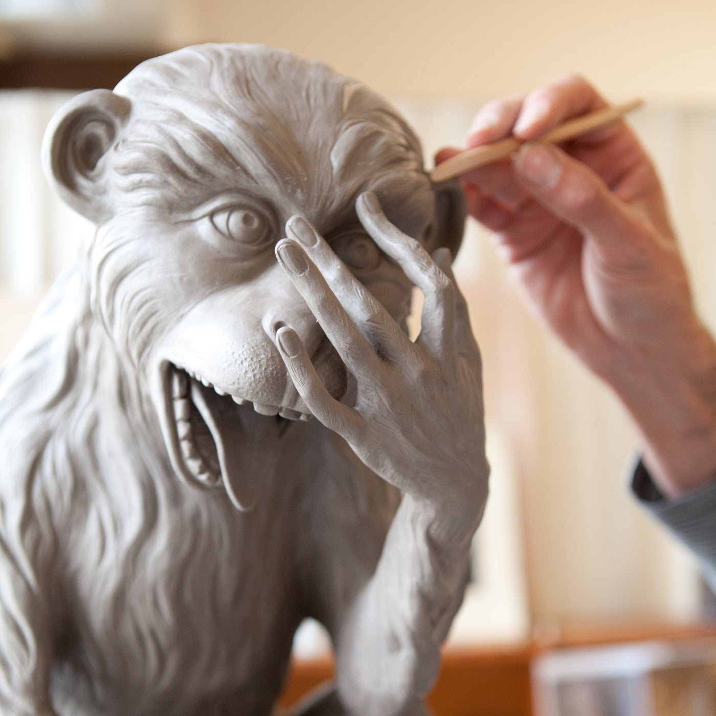 Figur Affe mit Jungtier Weiß H 59 cm | Meissen Exklusiv - Kollektion 000080 - 76m15 - Meissen Weimar