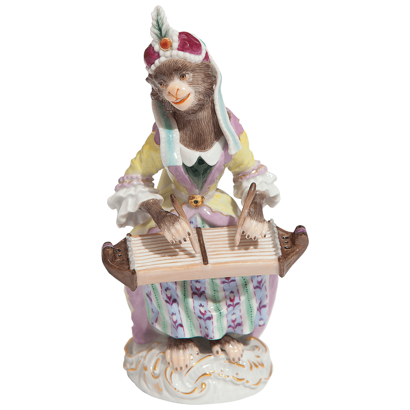 Figur Affe mit Zither, H 13,5 cm | Meissen Figuren - Edition Affenkapelle 90a369 - 60047 - Meissen Weimar