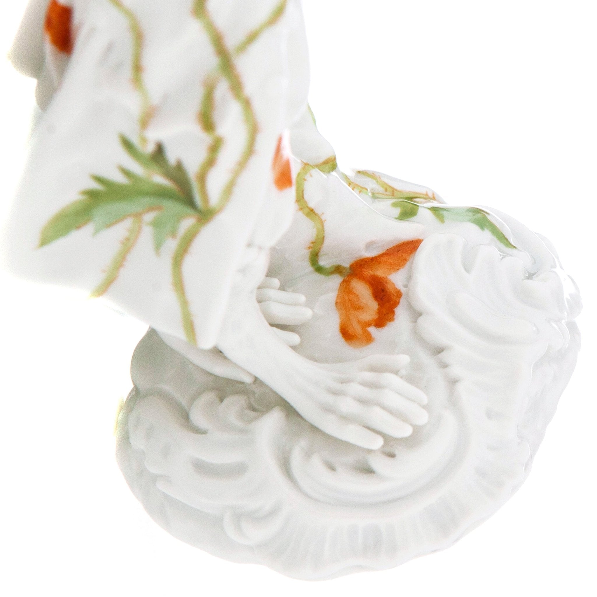 Figur Affe Triangelspieler, Blumenmalerei Wilder Mohn, H 15 cm | Meissen Figuren - Edition Affenkapelle 91c113 - 60013 - Meissen Weimar