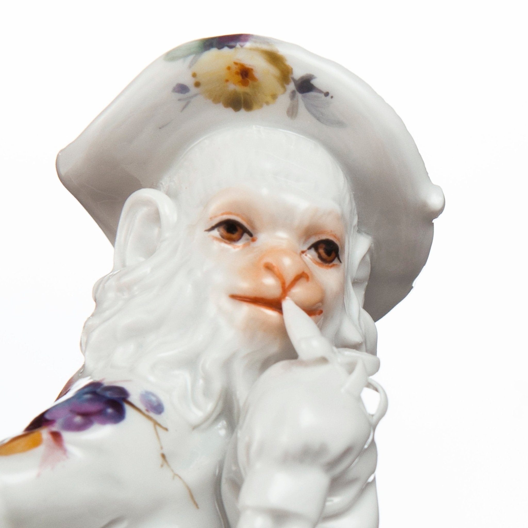 Figur, Affenkapelle Dudelsackpfeifer, H 14,5 cm | Meissen Figuren - Edition Affenkapelle 91c108 - 60008 - Meissen Weimar