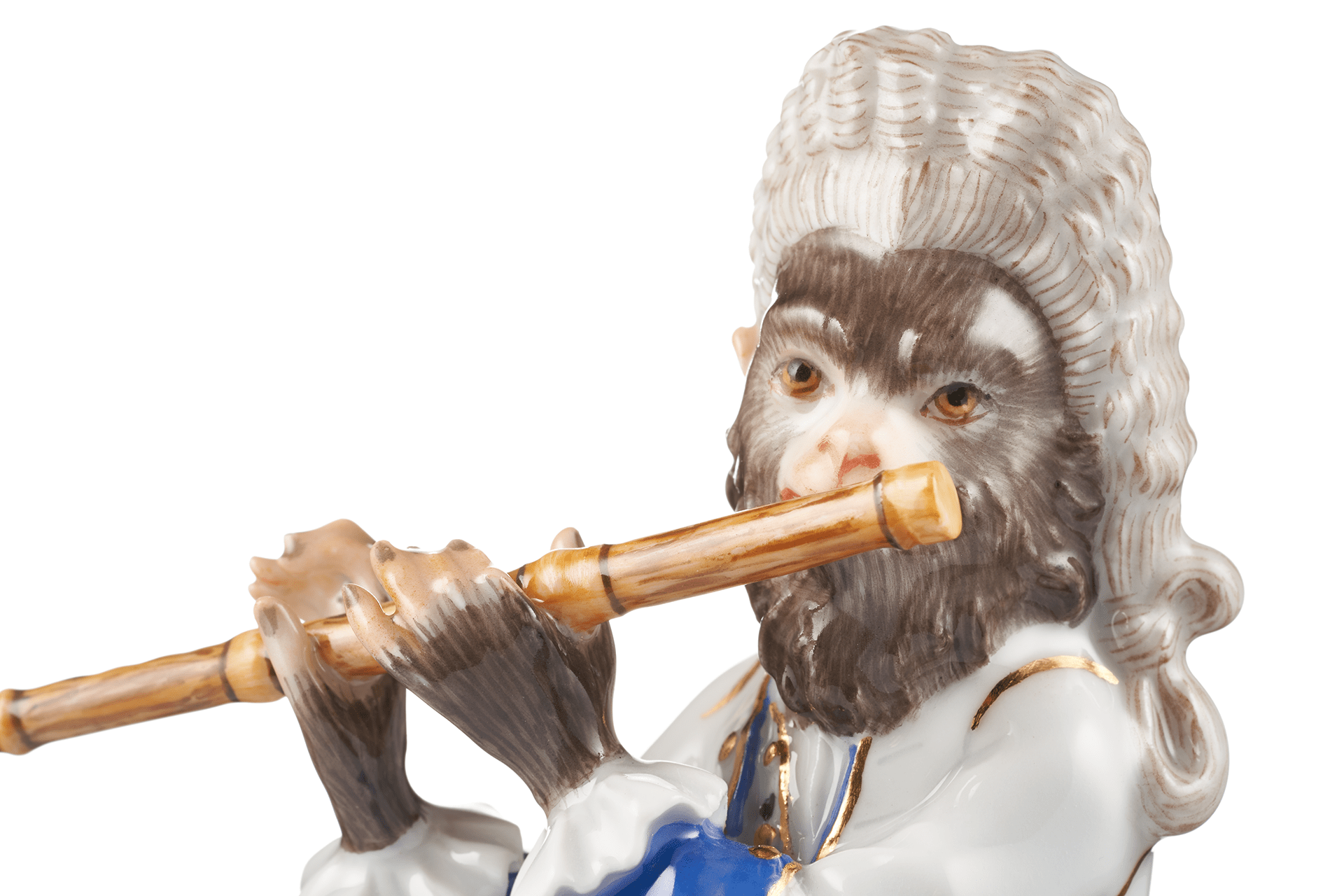 Figur Affenkapelle Flötist, H 15 cm | Meissen Figuren - Edition Affenkapelle 90c300 - 60011 - Meissen Weimar