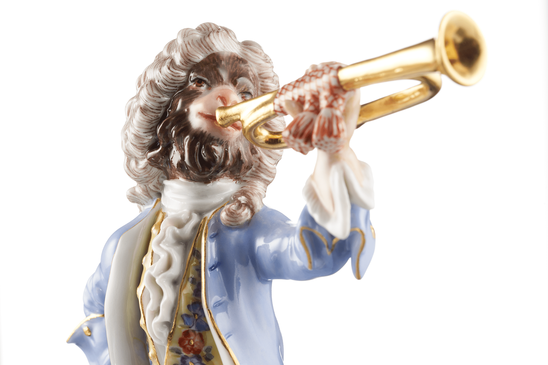 Figur Affenkapelle Trompeter, H 15 cm | Meissen Figuren - Edition Affenkapelle 90c300 - 60005 - Meissen Weimar