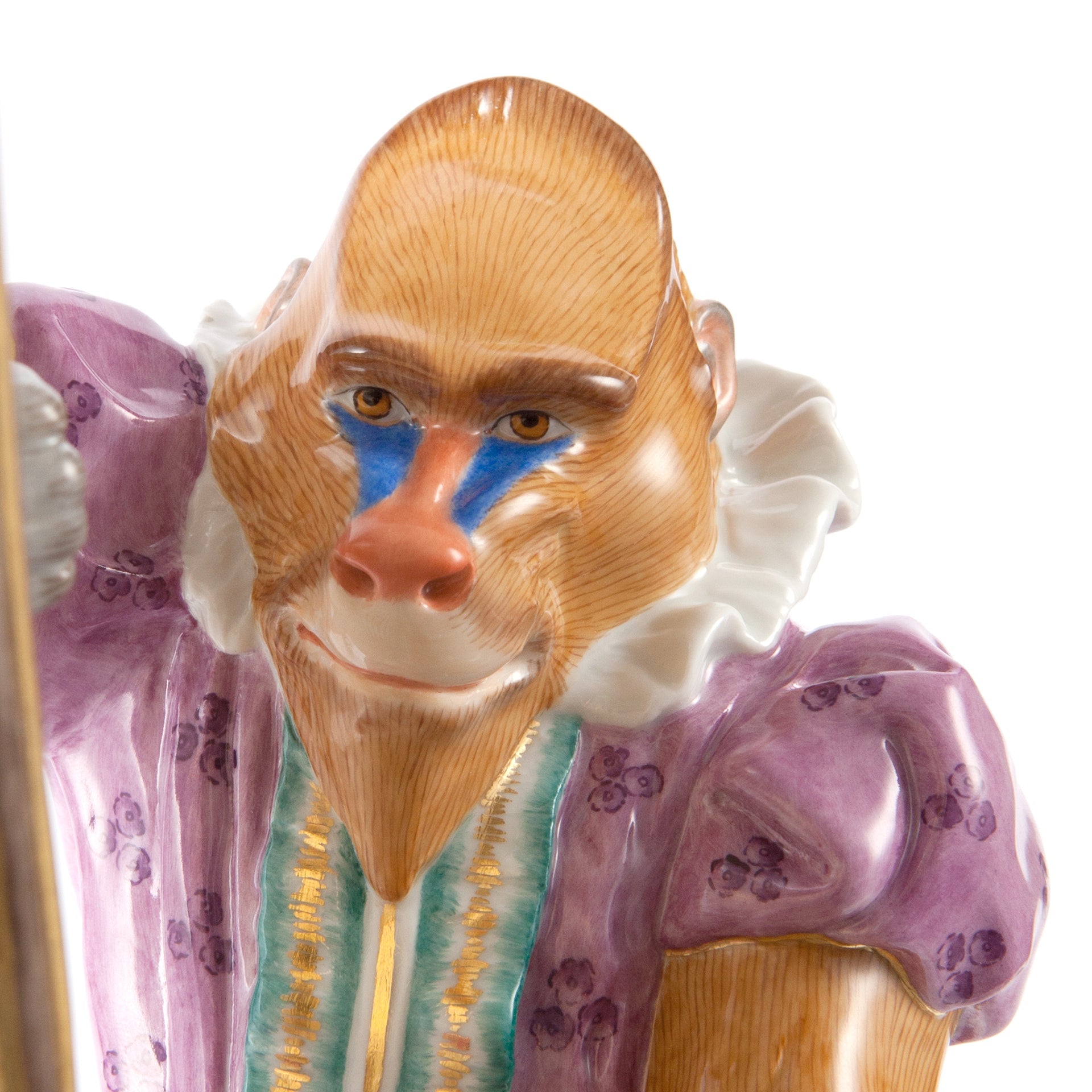 Figur Affenmusiker Mandrill mit Harfe Porzellan H 27 cm | Meissen Limitierte Meisterwerke 900384 - 60030 - Meissen Weimar