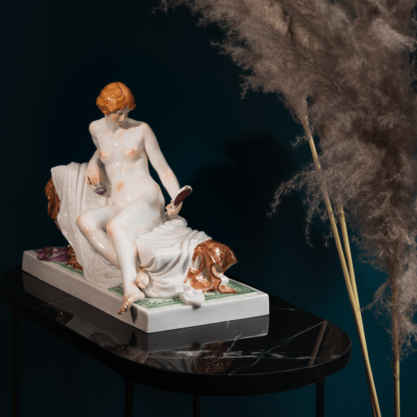 Figur Akt mit Spiegel und Rose, Porzellan, H 26 cm, limitiert | Meissen Limitierte Meisterwerke 900384 - 73662 - Meissen Weimar