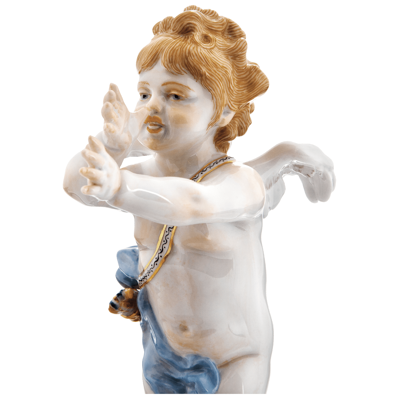 Figur Amor eine lange Nase drehend, bunt und gold staffiert, H 20,5 cm | Meissen Figuren Individuell 900300 - 70689 - Meissen Weimar