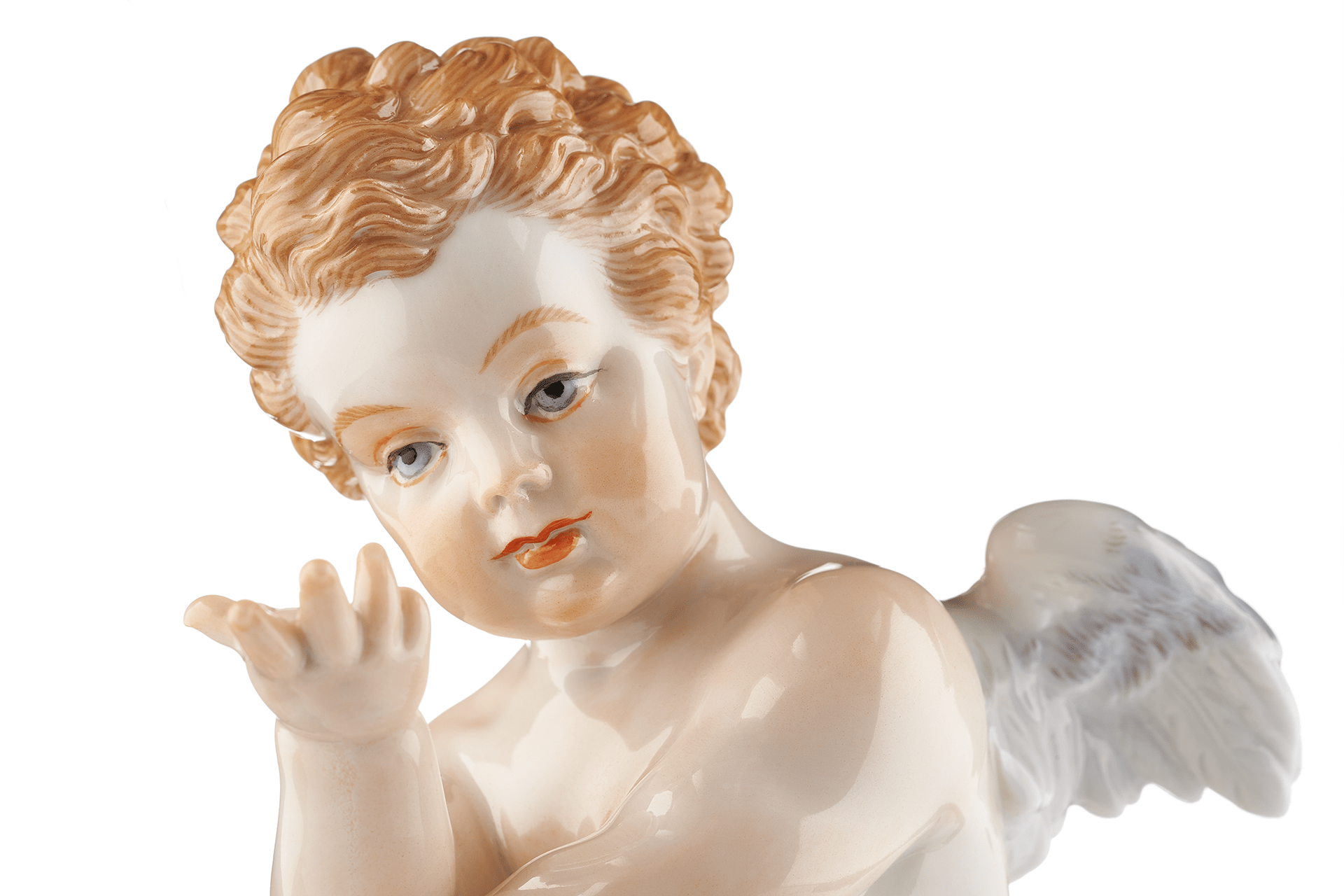 Figur Amor philosophiert über die Liebe, Bunt und gold staffiert, H 18 cm | Meissen Figuren Individuell 900300 - 70667 - Meissen Weimar