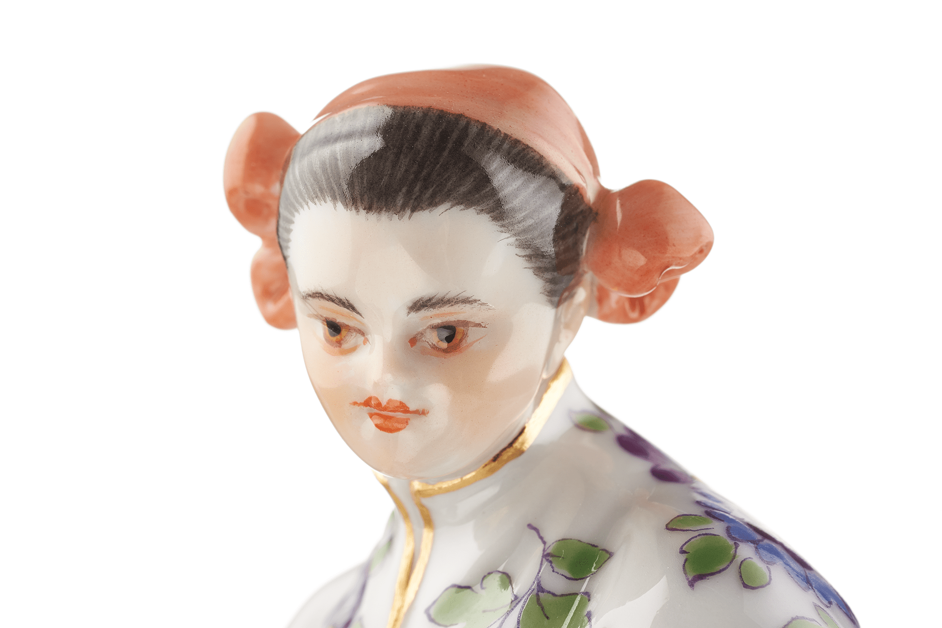 Figur Asiate mit Flasche und Korb, Bunt und gold staffiert, H 12 cm | Meissen Figuren Individuell 900300 - 65667 - Meissen Weimar