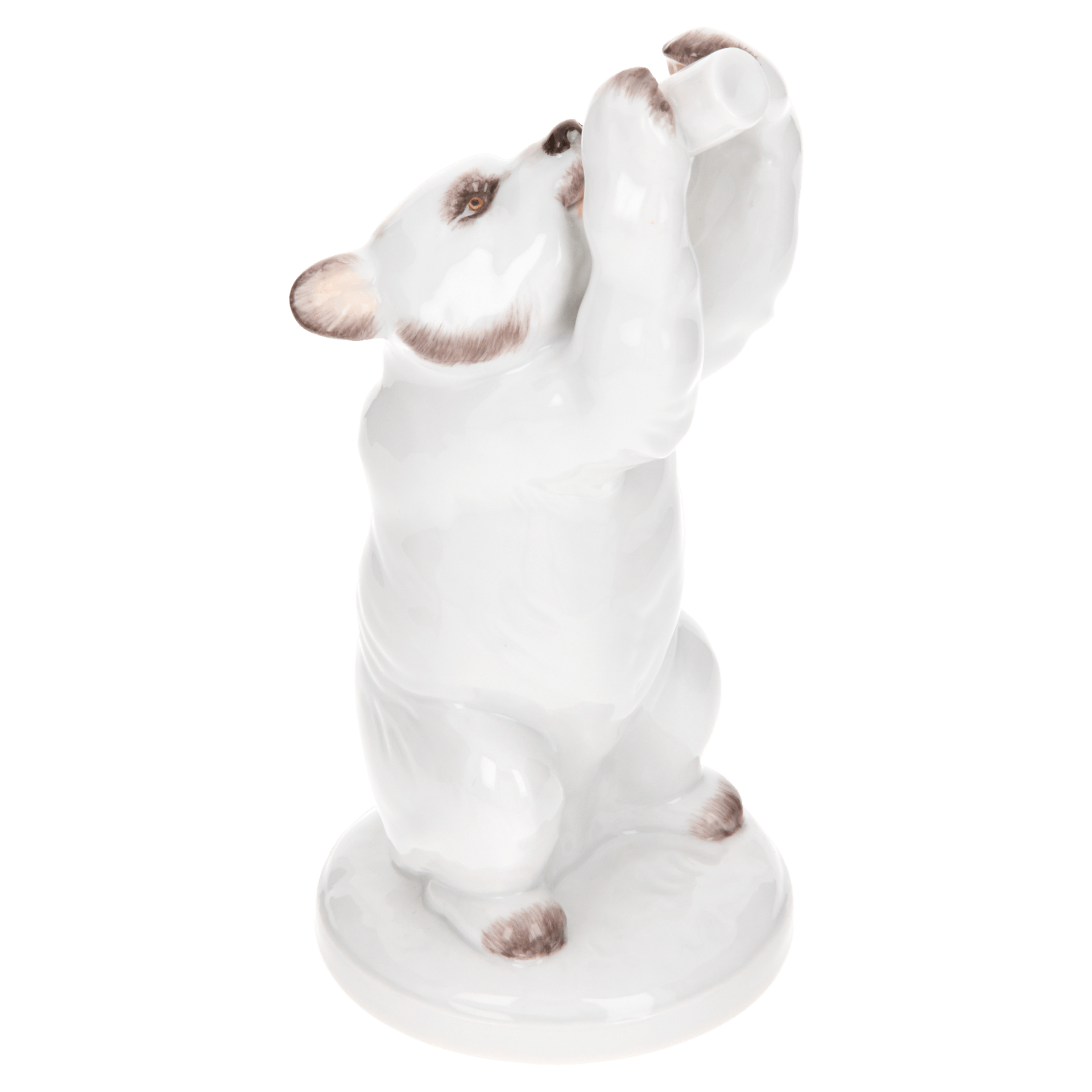 Figur Bär mit Flasche, Weiß/Bunt, H 13 cm | Meissen Figuren Individuell 900100-78830 - Meissen Weimar