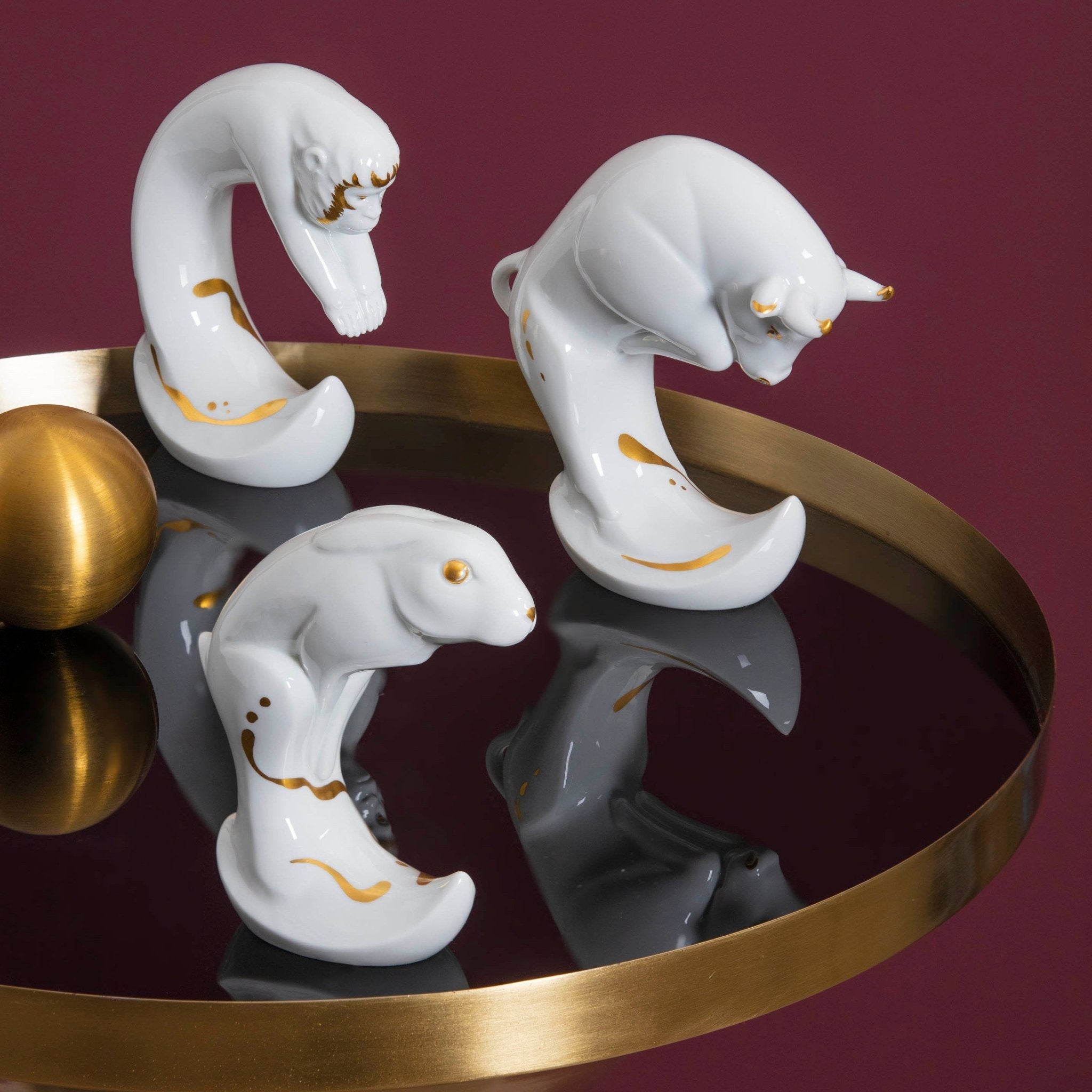 Figur Büffel, Gold staffiert, H 13 cm | Meissen Figuren chinesisches Jahrestier 900200 - 83651 - Meissen Weimar