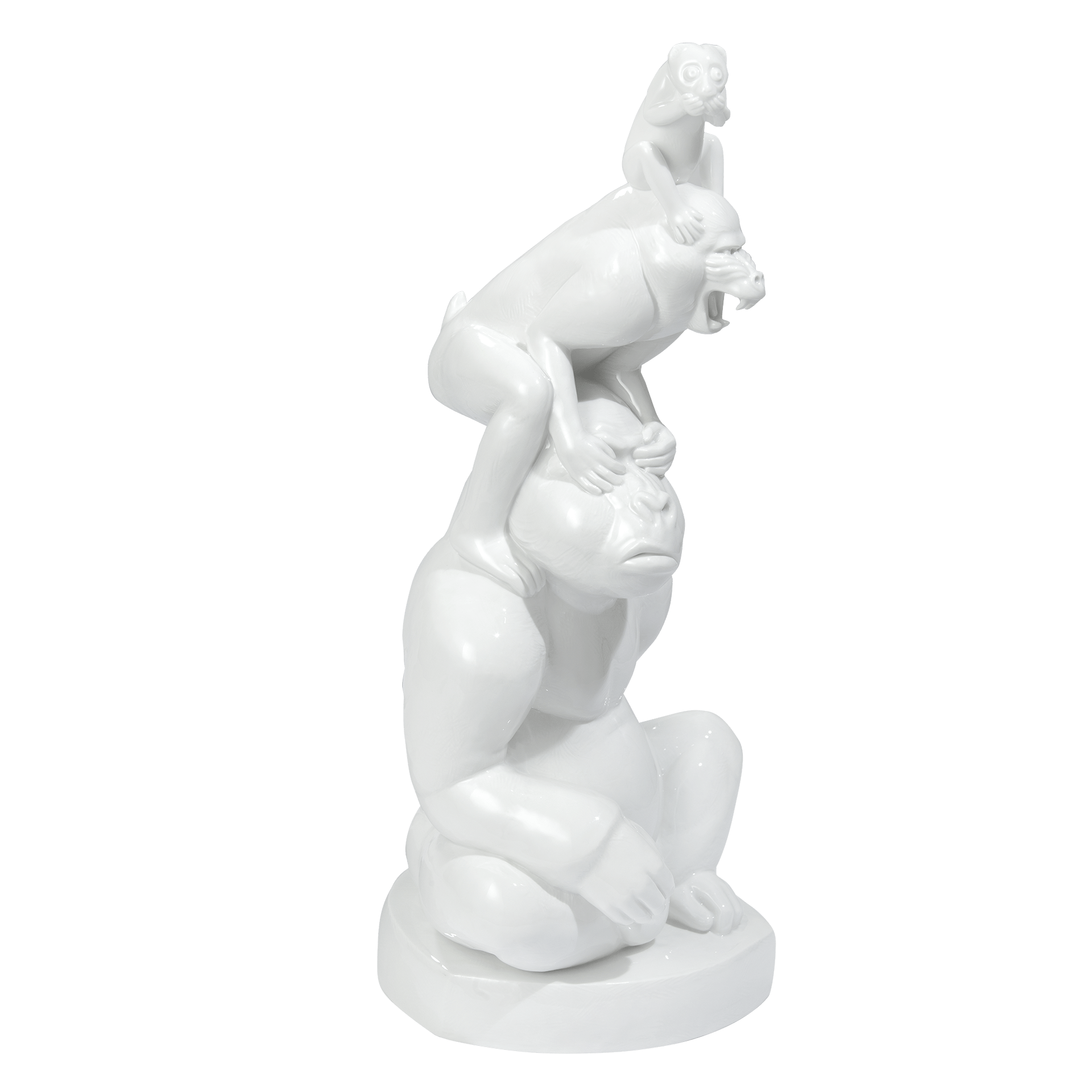 Figur Drei Affen, Weiß, H 41 cm | Meissen Atelier - Edition 000001 - 78327 - Meissen Weimar
