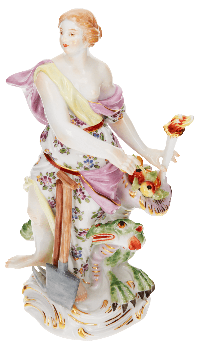 Figur Erde bunt und gold staffiert, H 14.3 cm | Meissen Figuren Individuell 900300 - 70752 - Meissen Weimar