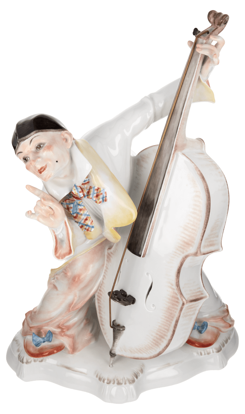 Figur Grock mit Baßgeige, Höhe 35 cm | Meissen Exklusiv - Kollektion 900180 - 73m10 - Meissen Weimar