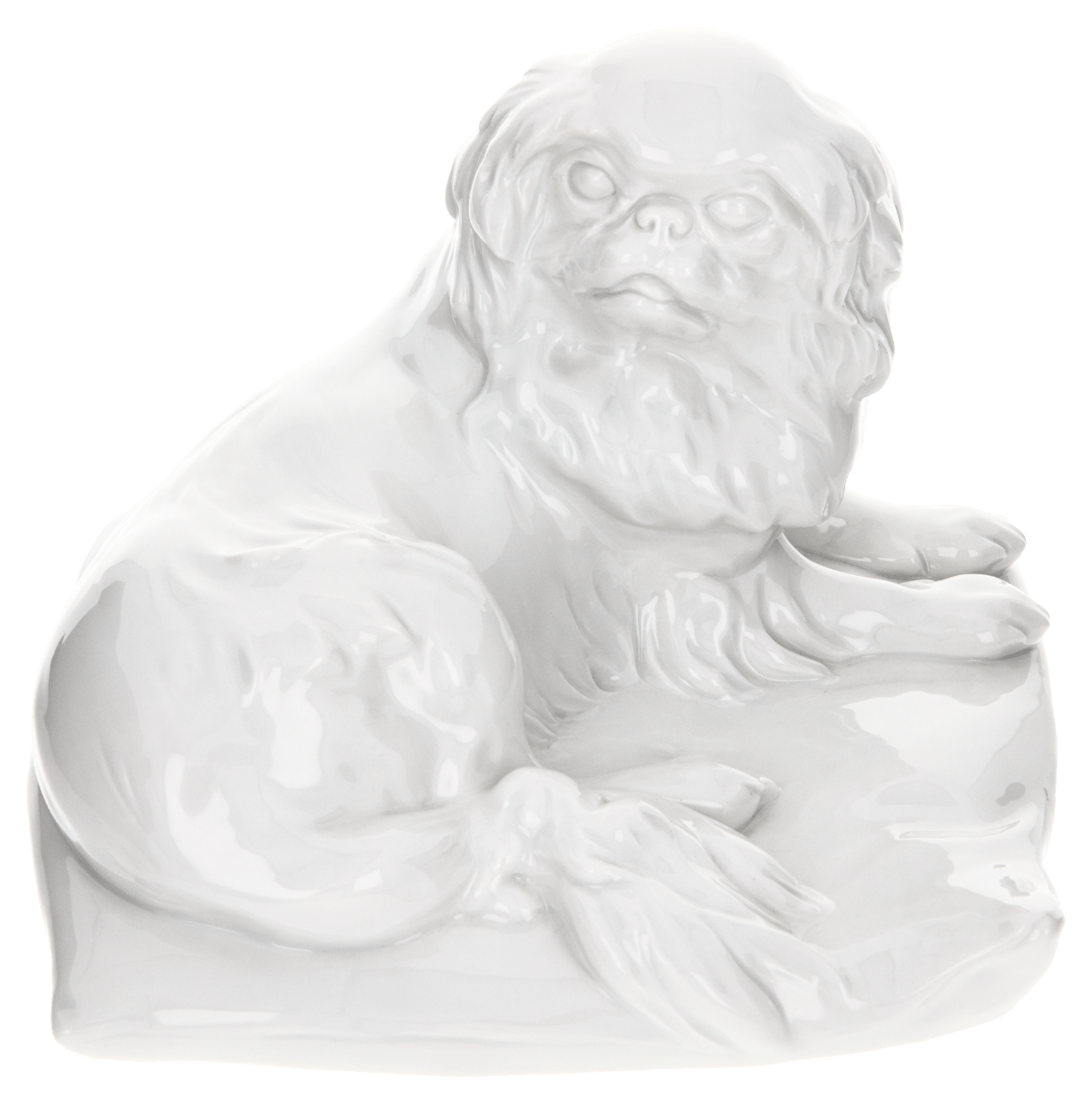 Figur Hund Japan Chin auf Kissen Weiß, H 11 cm | Meissen Figuren Individuell 000001 - 78904 - Meissen Weimar