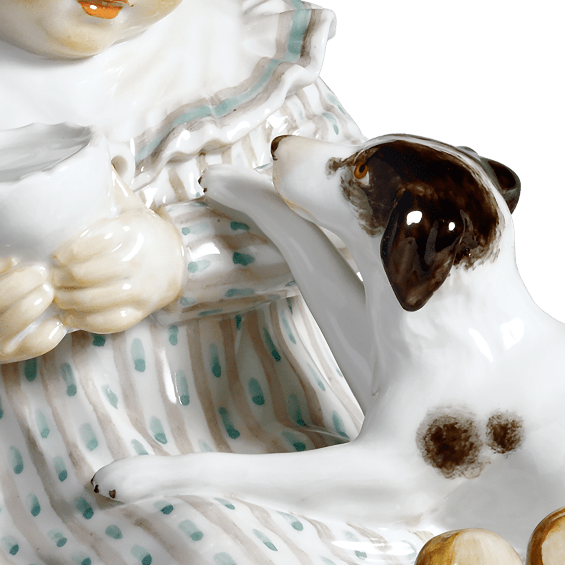Figur Kind mit Hund, bunt staffiert, H 12,5 cm | Meissen Figuren - Edition Hentschelkinder 900100 - 73300 - Meissen Weimar