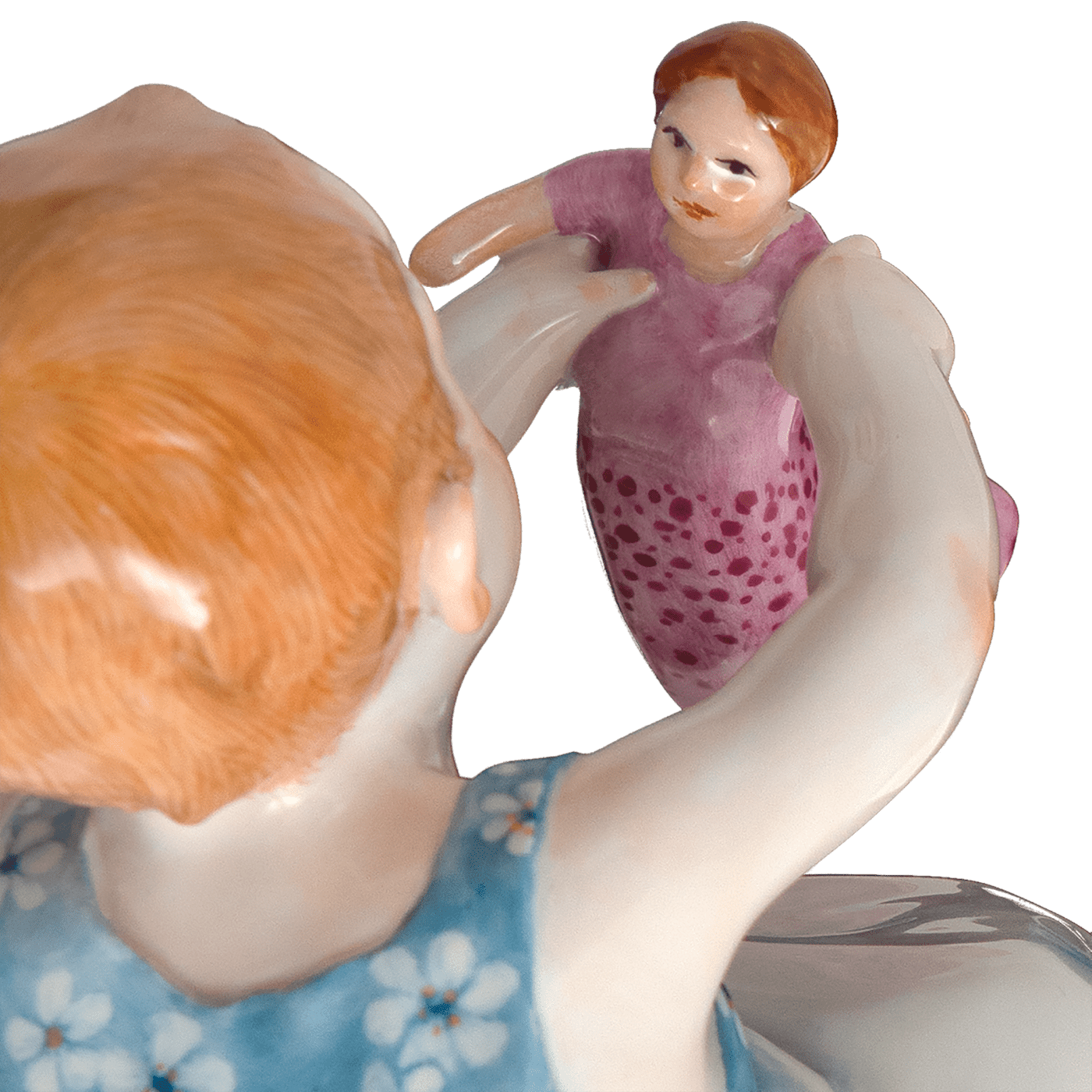 Figur Kind mit Puppe, Kleid mit weißen Blüten, H 11 cm | Meissen Figuren - Edition Hentschelkinder 90a425 - 73363 - Meissen Weimar