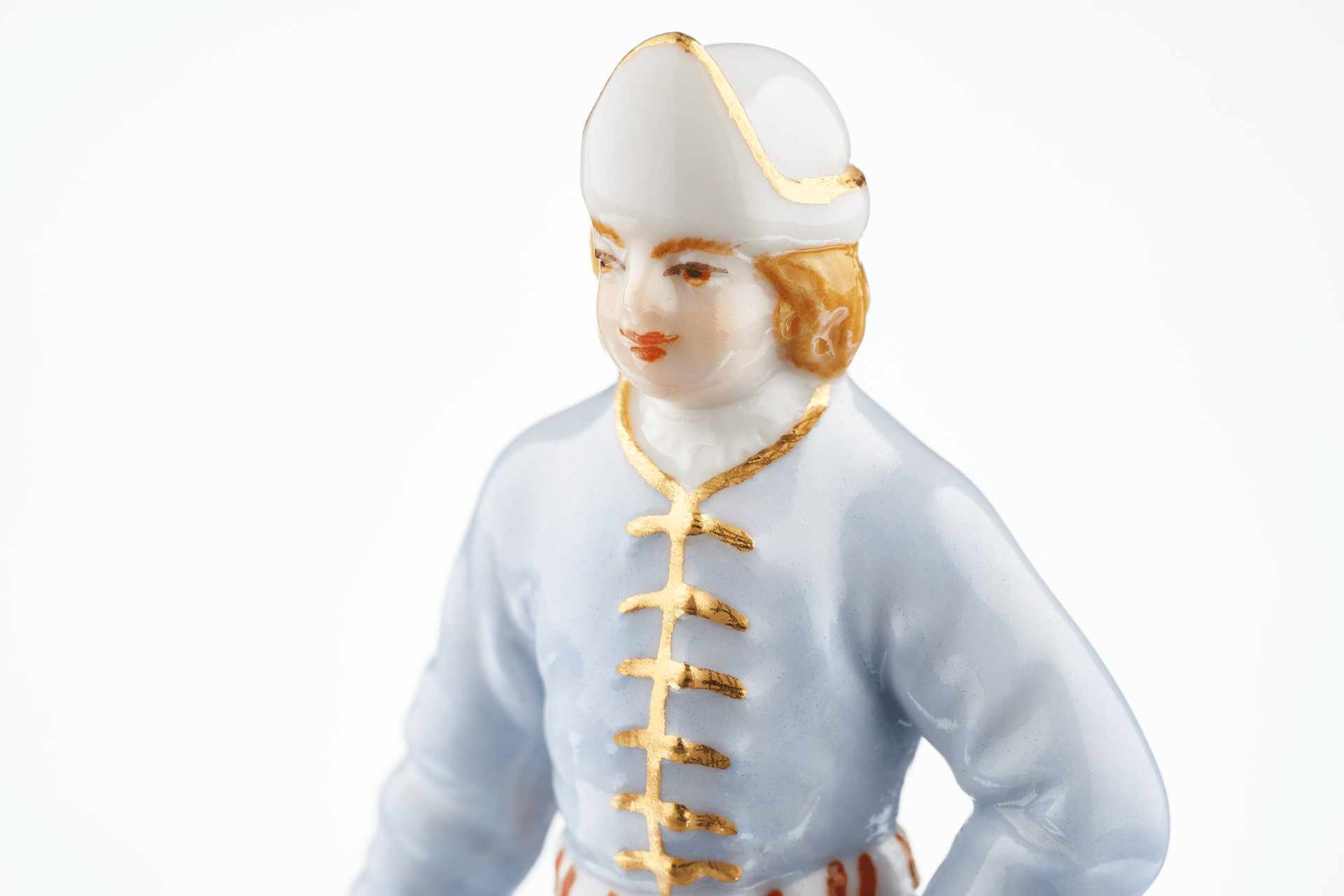 Figur Läufer, bunt und gold staffiert, H 5,5 cm | Meissen Figuren - Edition Spassvogel 900300 - 60703 - Meissen Weimar