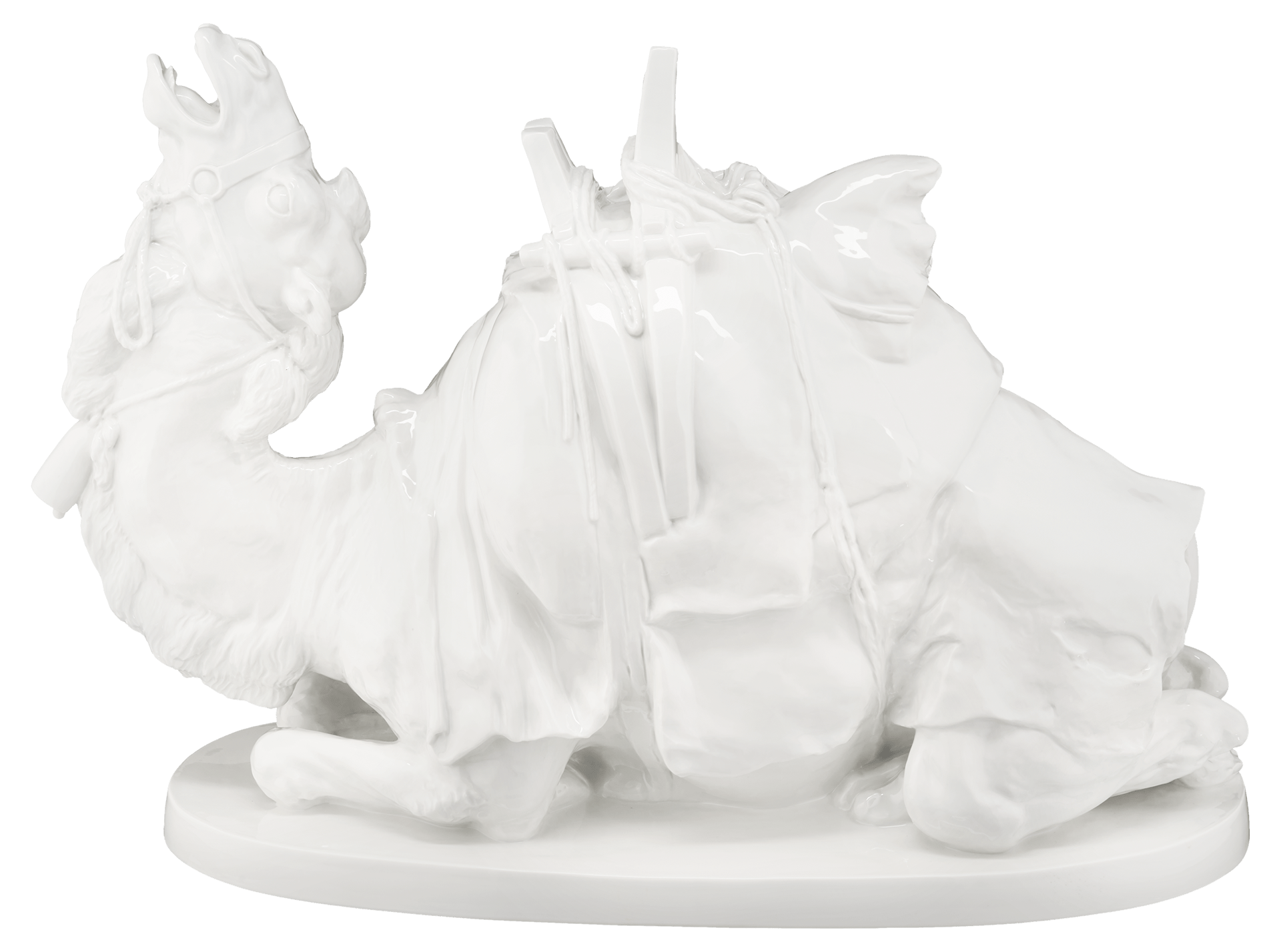 Figur Liegendes Lastkamel, Weiß, T 49 cm | Meissen Einzelplastik 000001 - 76078 - Meissen Weimar