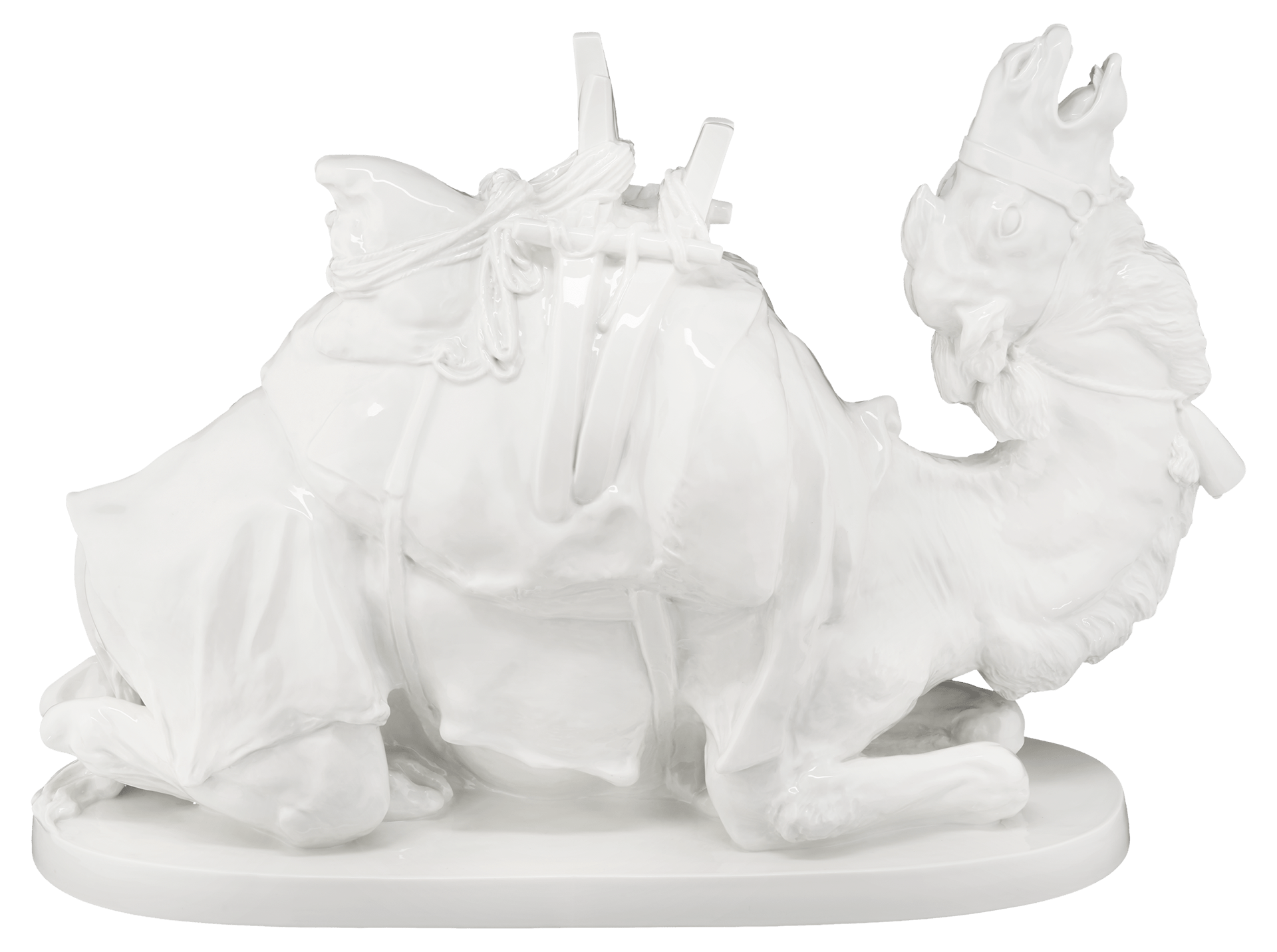 Figur Liegendes Lastkamel, Weiß, T 49 cm | Meissen Einzelplastik 000001 - 76078 - Meissen Weimar