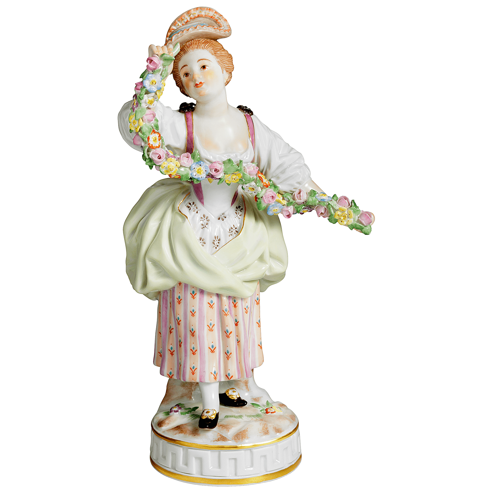 Figur Mädchen mit Blumengirlande, handbemalt, H 17 cm | Meissen Limitierte Meisterwerke 900384 - 61247 - Meissen Weimar