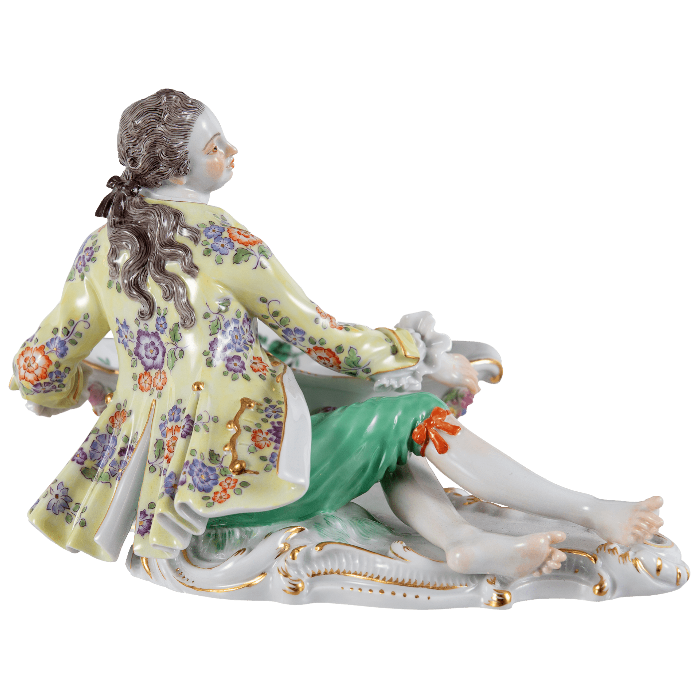 Figur Mann an Schale, handbemalt, L 20 cm | Meissen Einzelplastik 903600 - 73031 - Meissen Weimar
