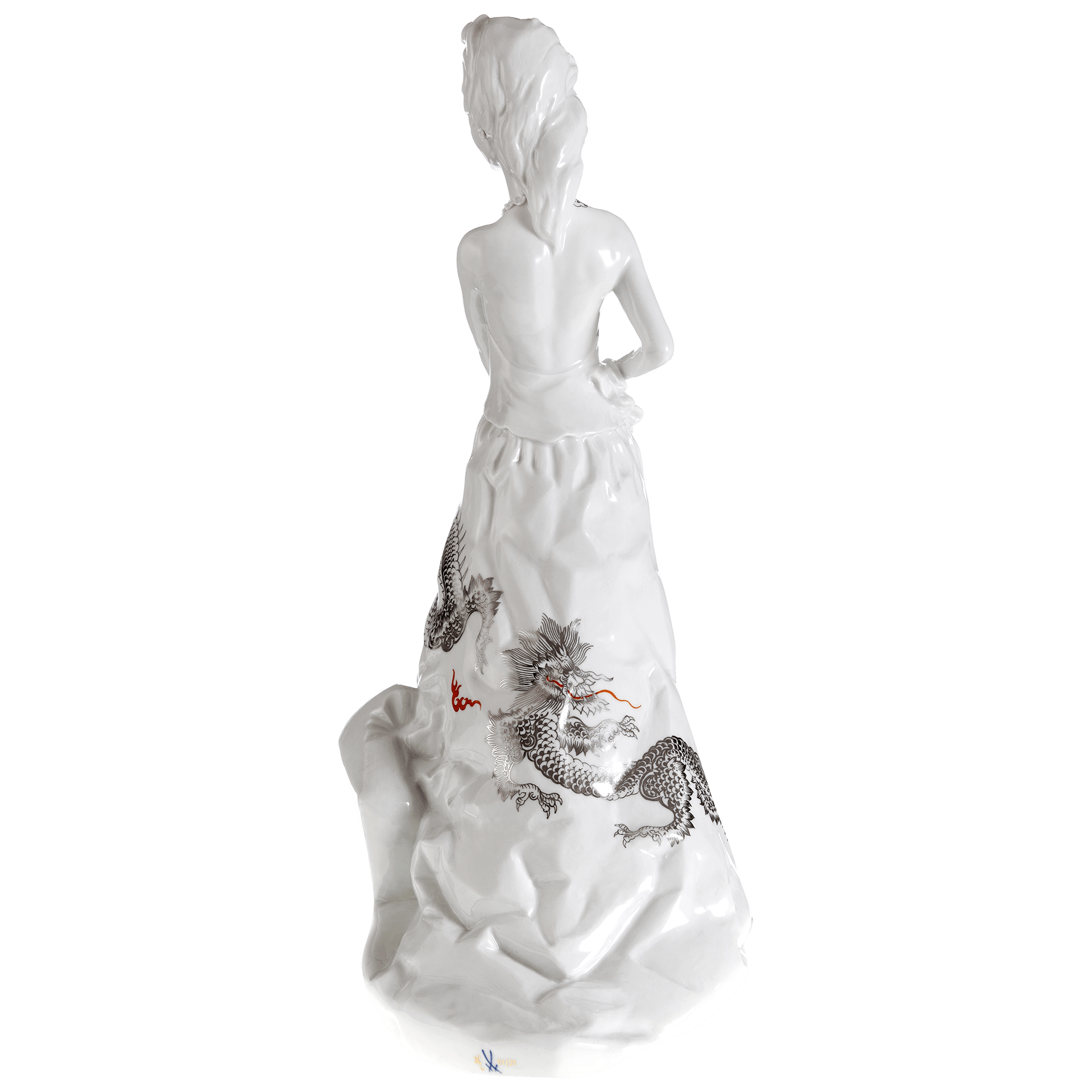 Figur, "Model" klein, "Drachenmelodie", H 35 cm | Meissen Limitierte Meisterwerke 91c184 - 73705 - Meissen Weimar