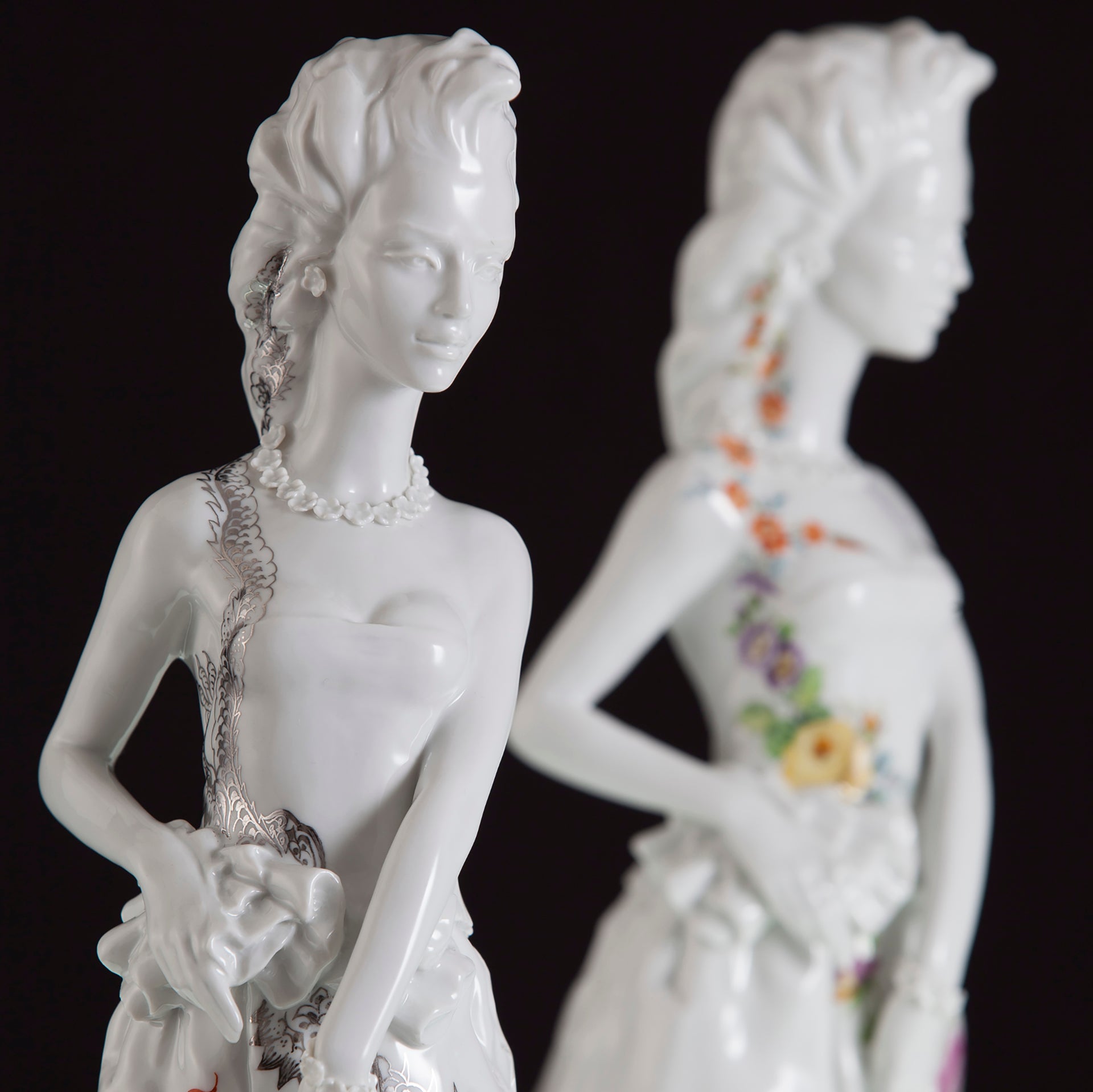 Figur, "Model" klein, "Drachenmelodie", H 35 cm | Meissen Limitierte Meisterwerke 91c184 - 73705 - Meissen Weimar