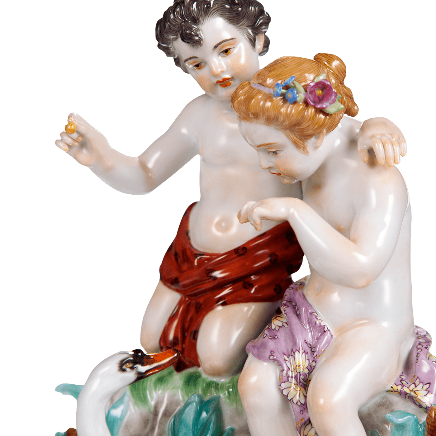 Figur Zwei Kinder, Schwäne fütternd, H 24 cm | Meissen Limitierte Meisterwerke 900384 - 73711 - Meissen Weimar