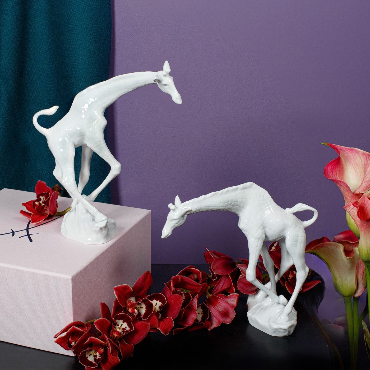 Figuren - Set Giraffen Weiß Porzellan, 2 - teilig | Meissen Figuren - Edition Tierkinder 000001 - c7802 - Meissen Weimar
