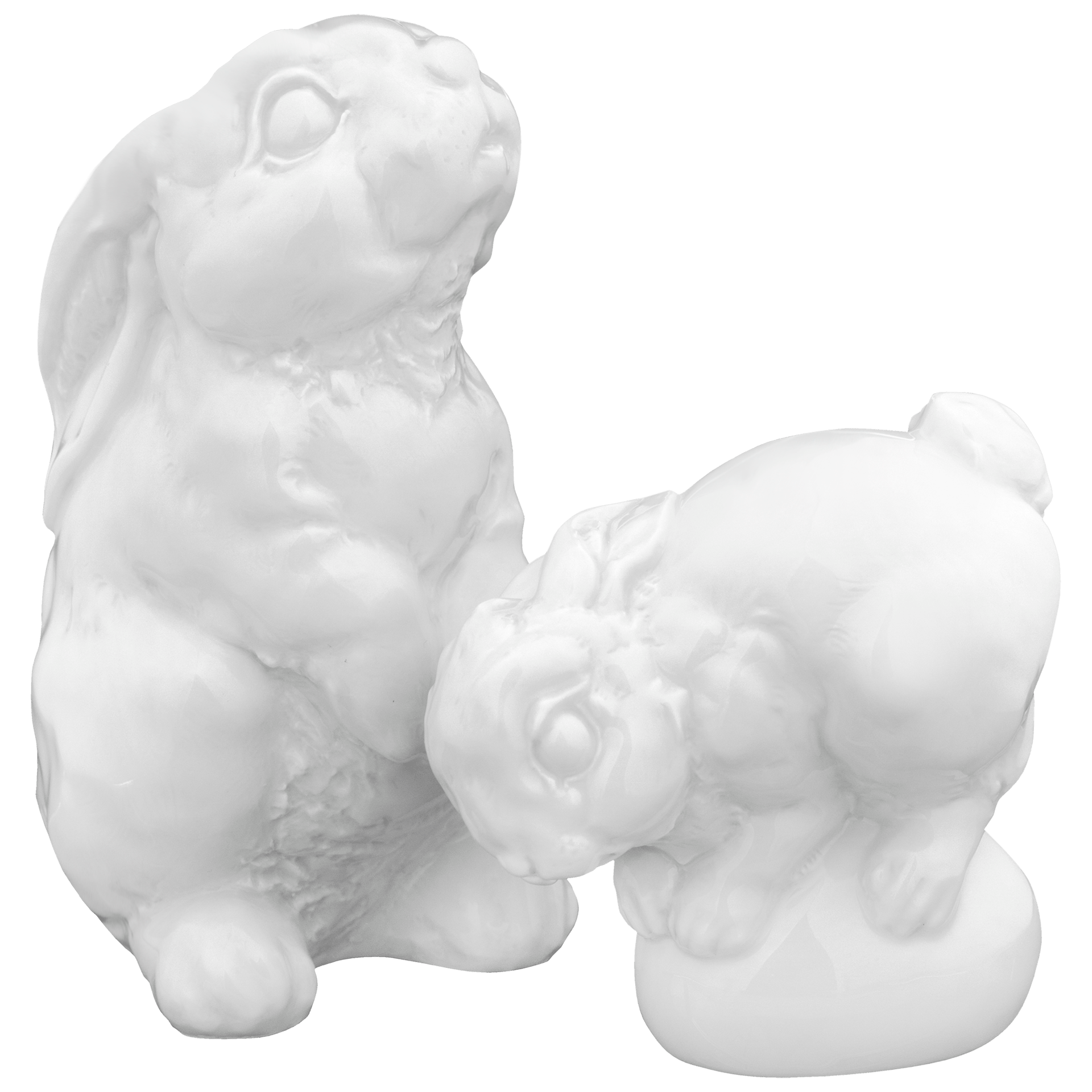 Figuren - Set Hase, Weiß, H 13 cm und 8,5 cm, 2 - teilig | Meissen Figuren - Edition Hasen 000001-c8302 - Meissen Weimar