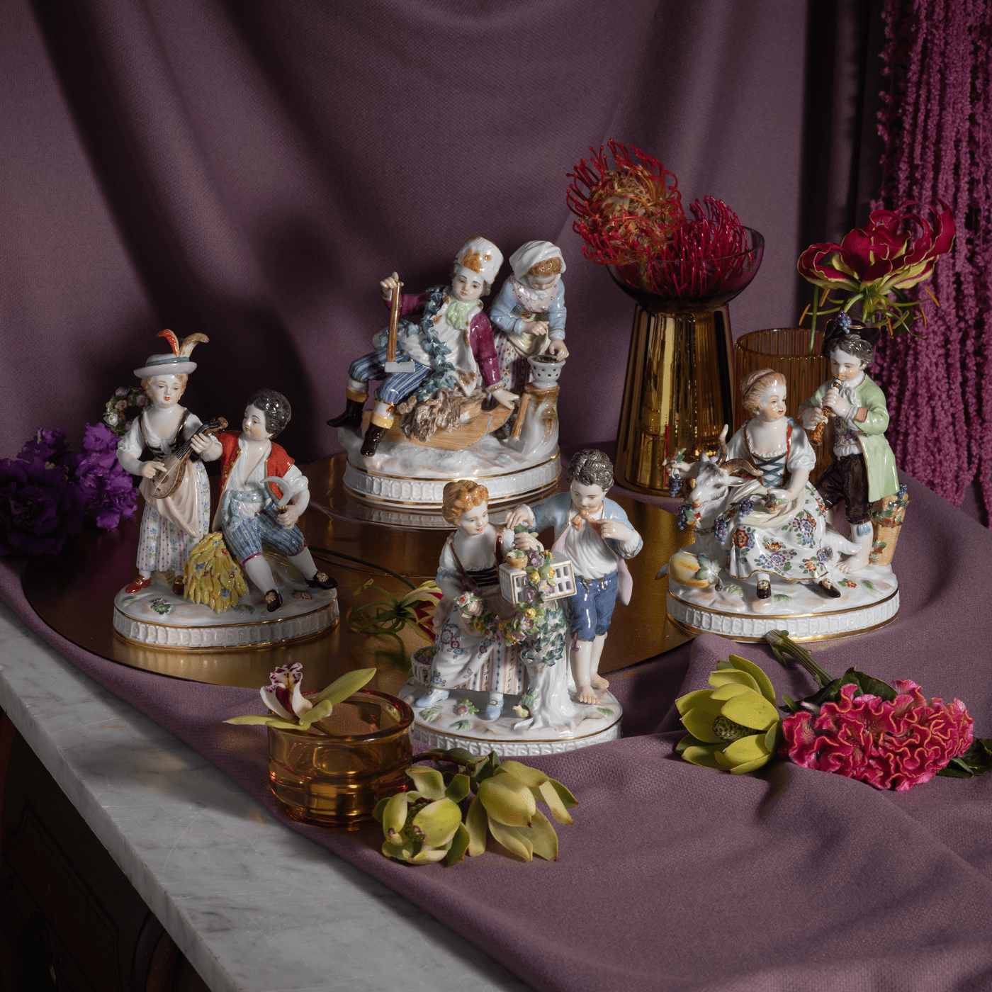 Figurengruppe Herbst, H 18 cm, handbemalt | Meissen Figuren Individuell 900300 - 61266 - Meissen Weimar