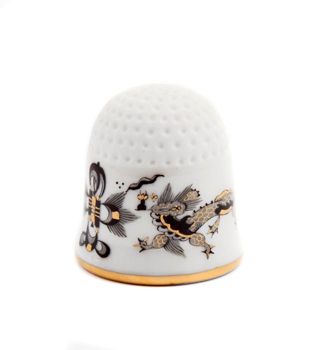 Fingerhut, Drachenmotiv, schwarz, goldschattiert, Goldrand, 2,5 cm | Meissen Porzellan 320010 - 53766 - Meissen Weimar